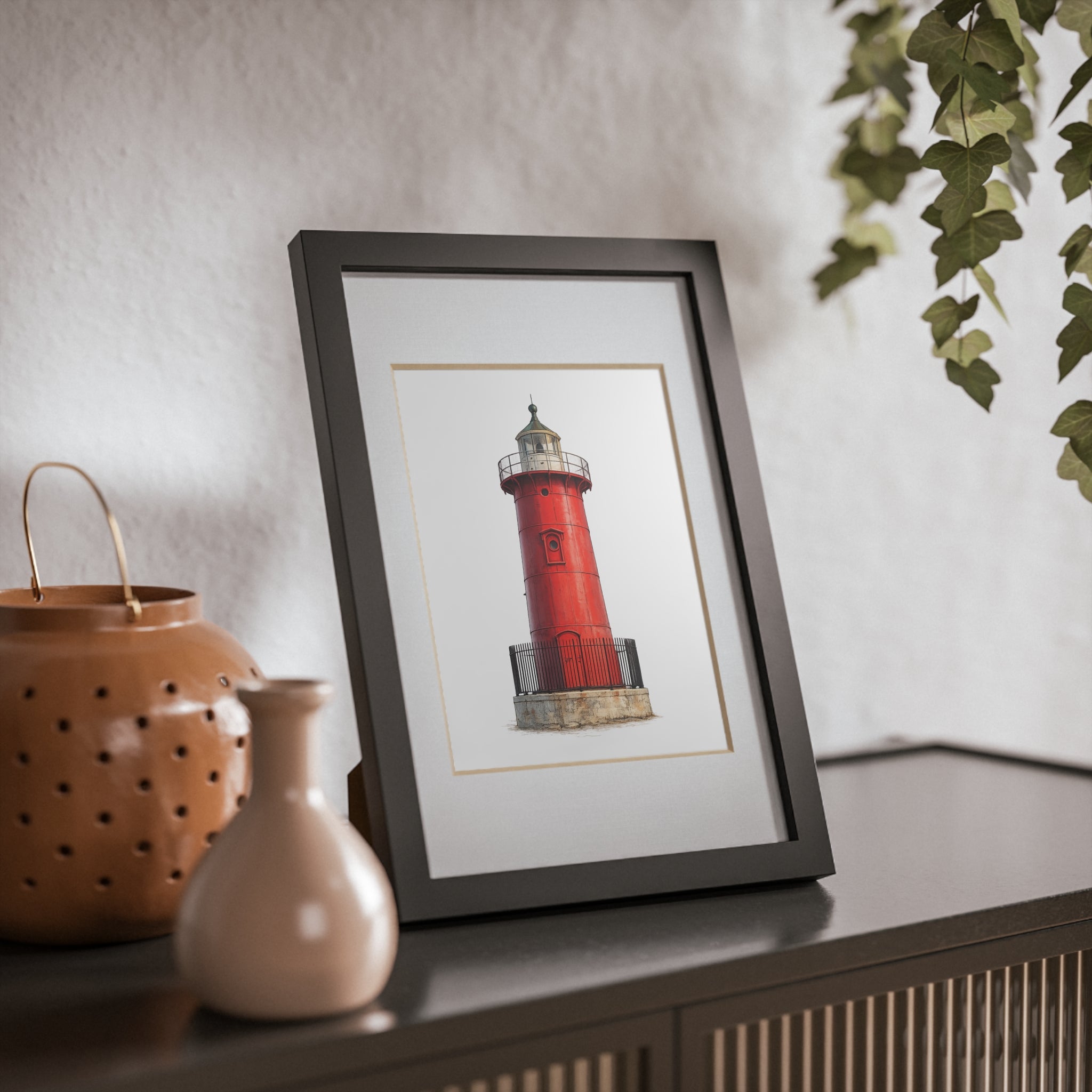 Washington Heights Little Red Lighthouse Sketch | Drawing in Black Frame