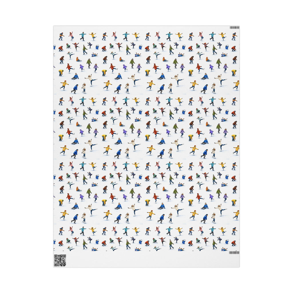 Winter Ice Skaters Gift Wrap Paper | Figure Skating Pattern Wrapping Paper