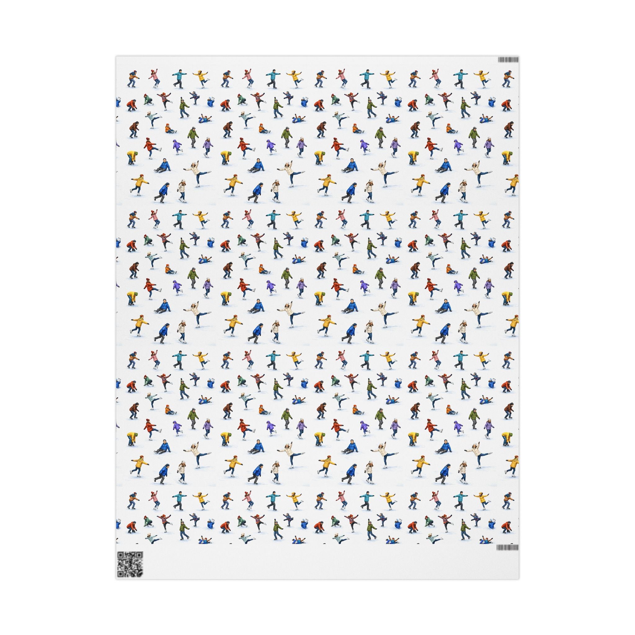 Winter Ice Skaters Gift Wrap Paper | Figure Skating Pattern Wrapping Paper