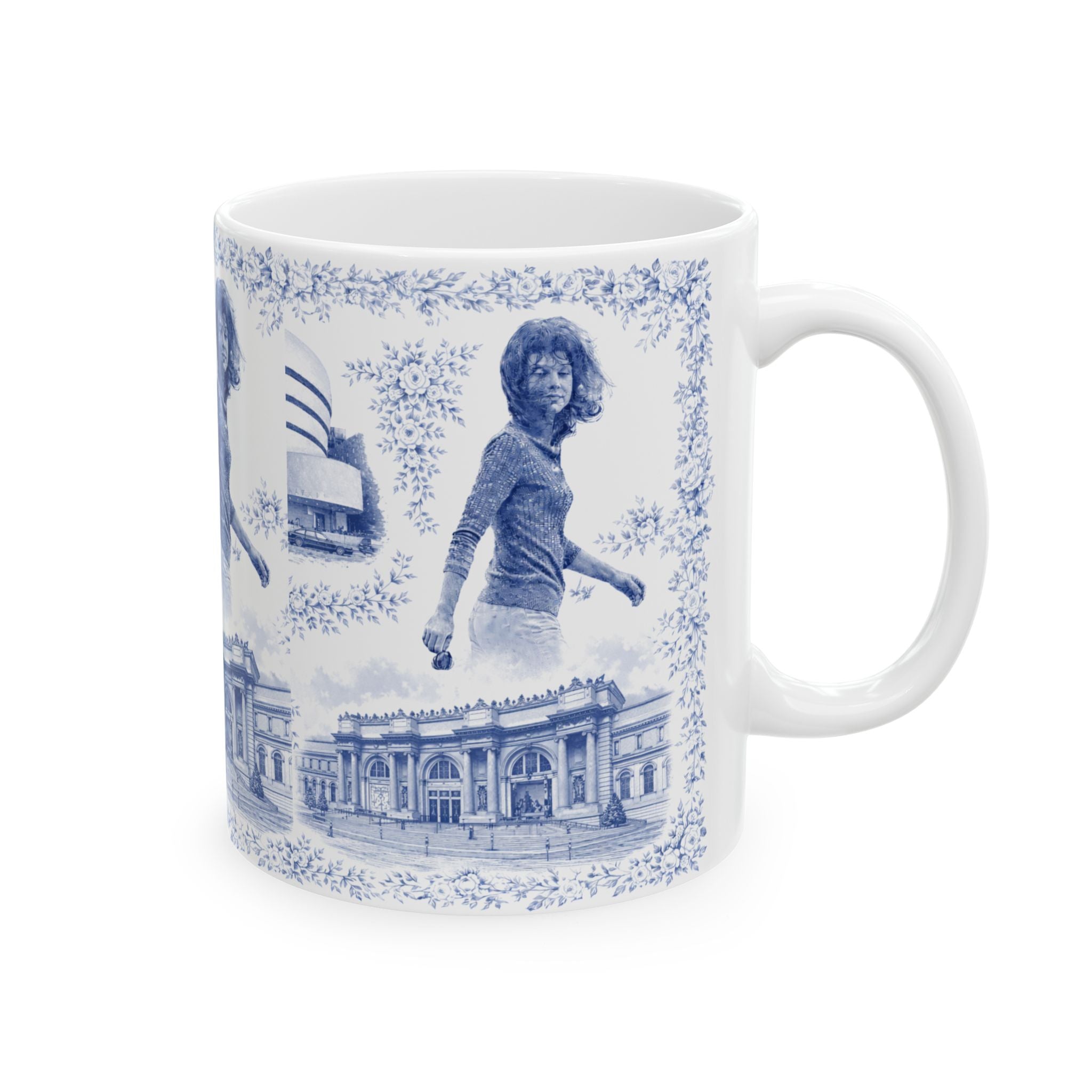 Upper East Side Blue and White Toile de Jouy Mug | New York Chinoiserie Ceramic Mug