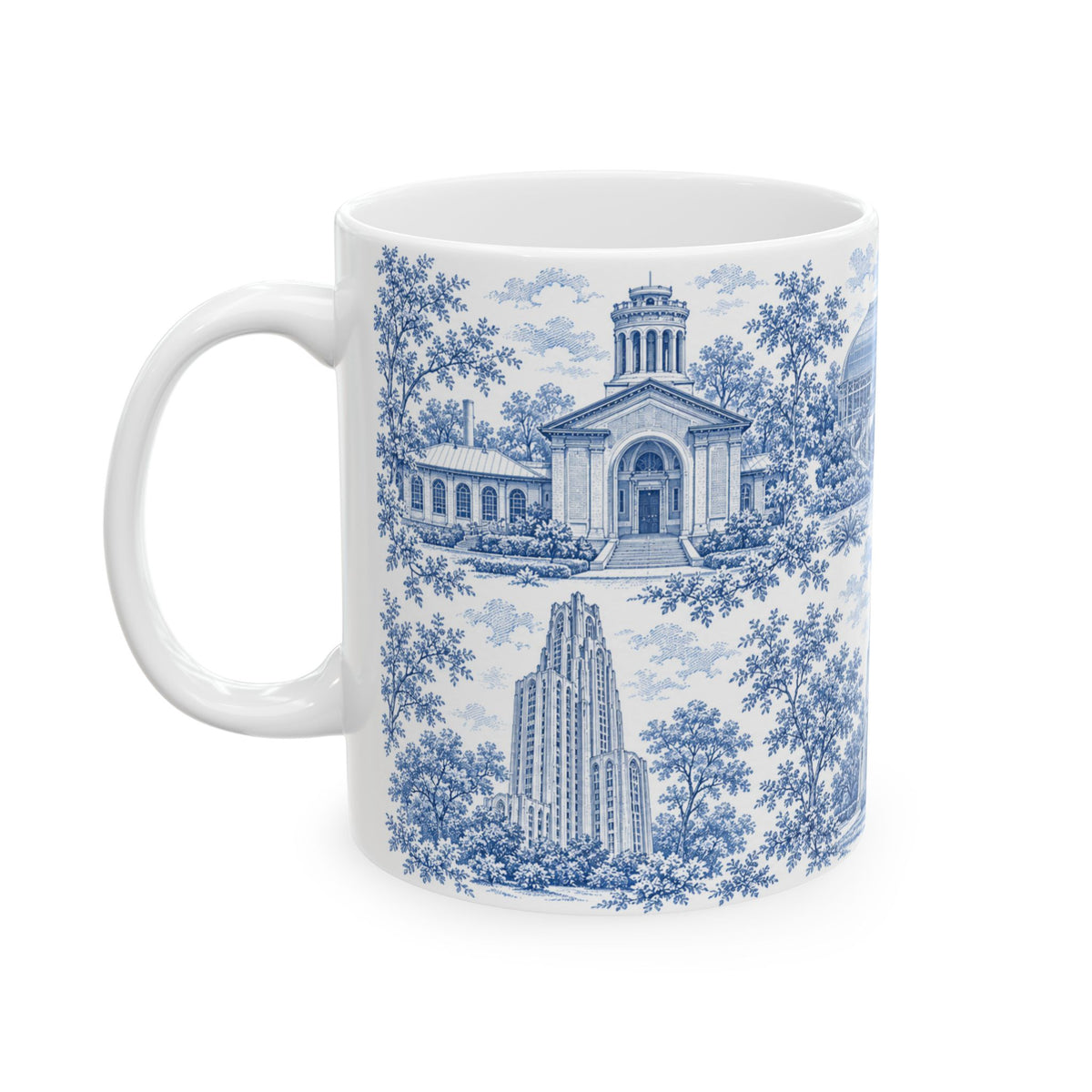 Pittsburgh Blue Toile de Jouy Ceramic Mug — Pennsylvania Chinoiserie 11oz/15oz