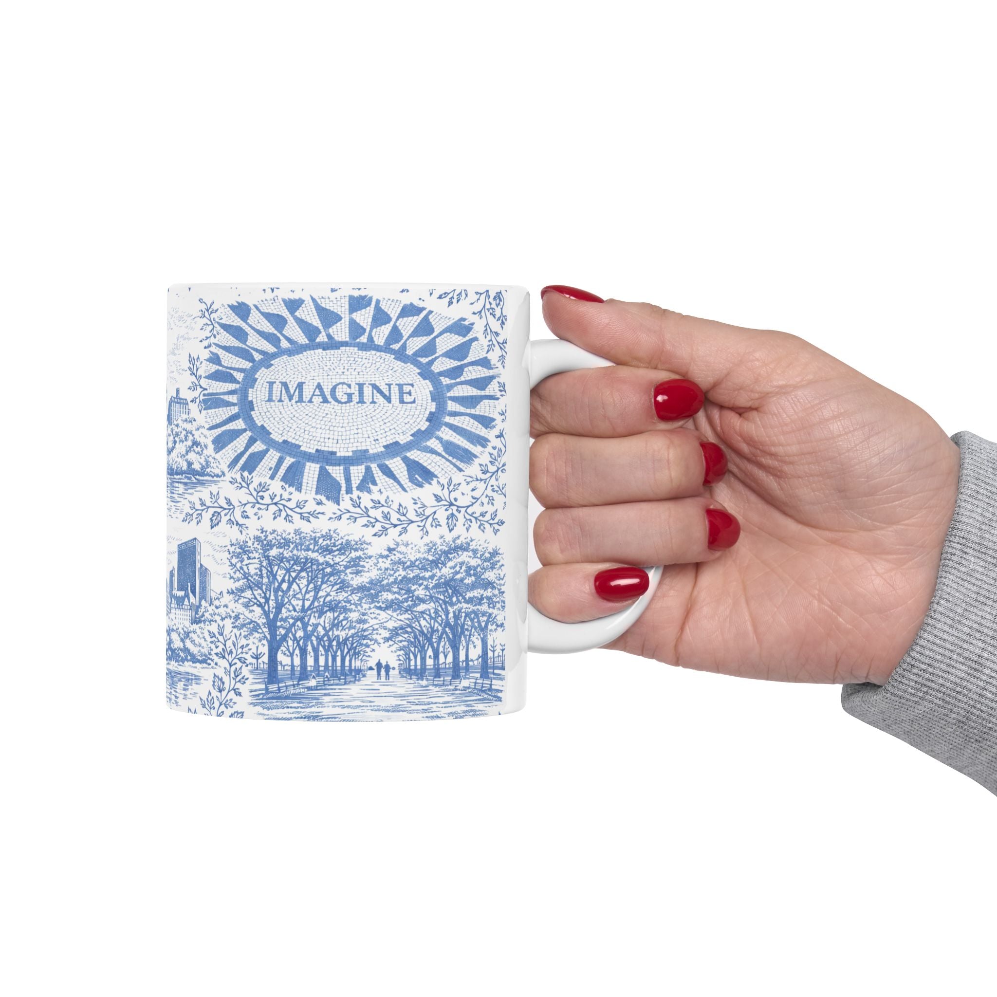 Central Park Blue Toile de Jouy Mug | NYC Ceramic Coffee Cup