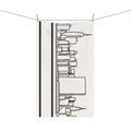 NYC Manhattan Skyline Tea Towel — Minimal Black & White New York City Skyline Kitchen Linen