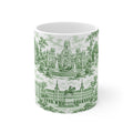 Madrid Green Toile de Jouy Ceramic Mug — (11oz; Ships from Europe)
