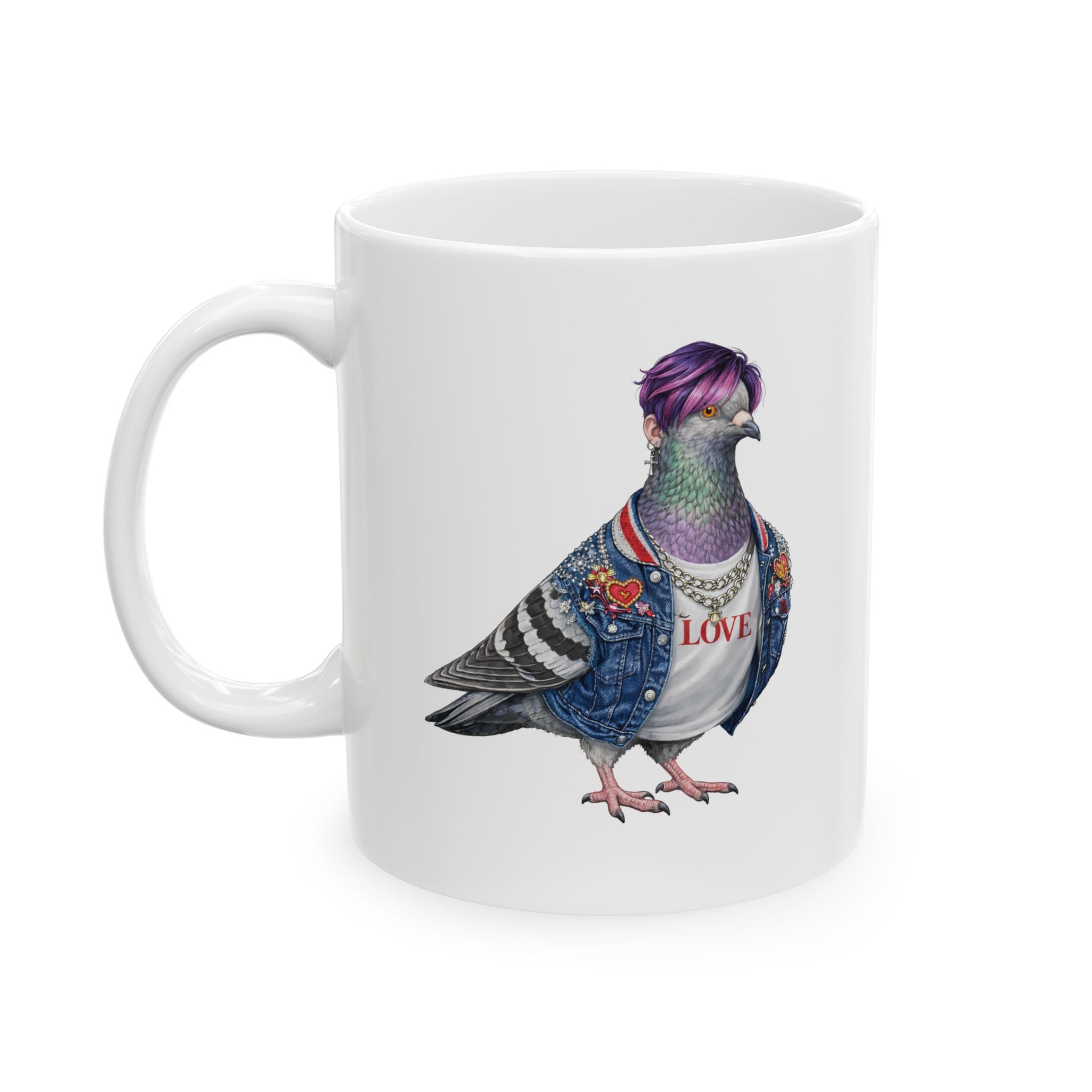 Customizable Koreatown NYC Pigeon Mug | New York Baseball Fan Bird Lovers Ceramic Coffee Cup