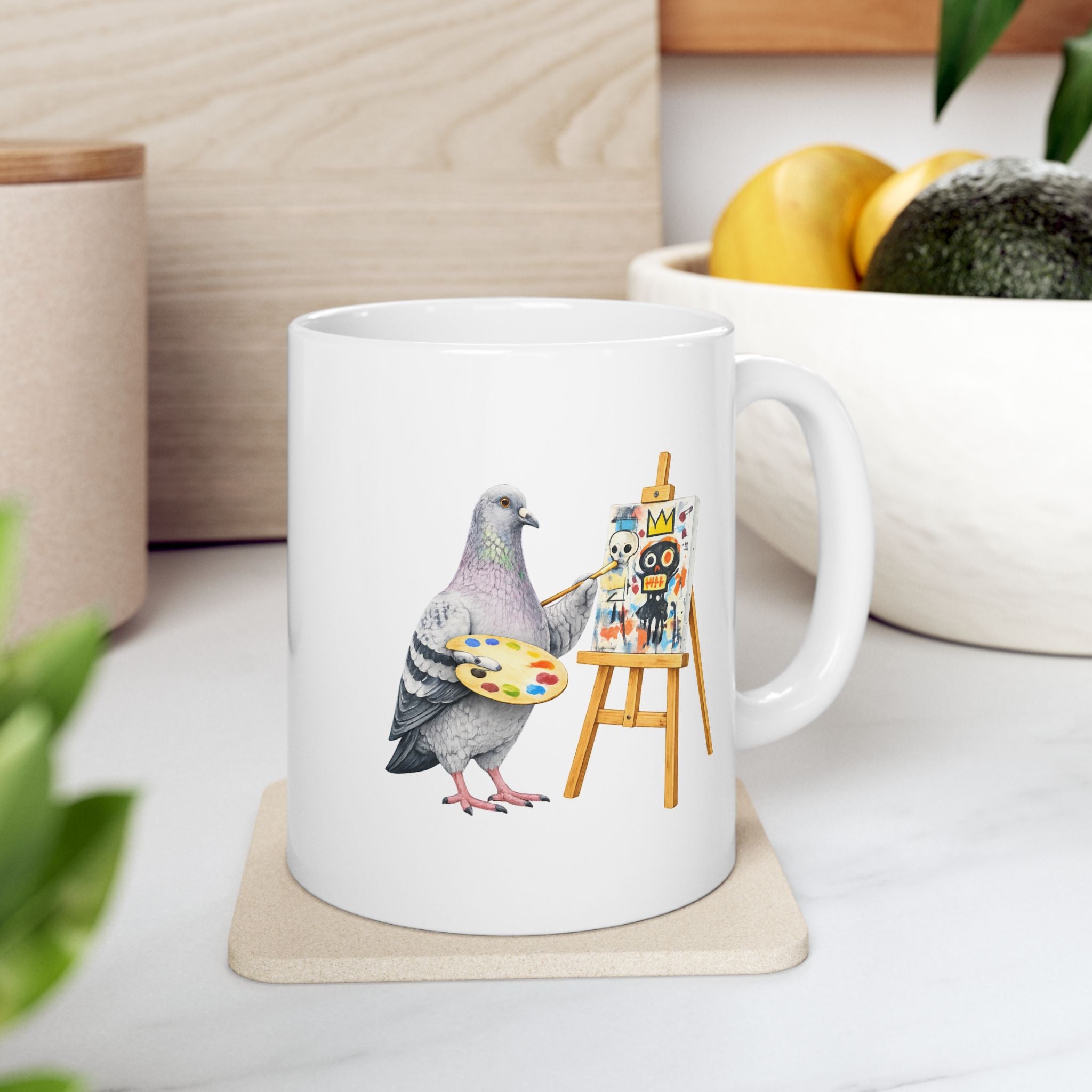 Customizable SoHo Artist NYC Pigeon Mug | New York City Artist Bird Lovers Ceramic Coffee Cup