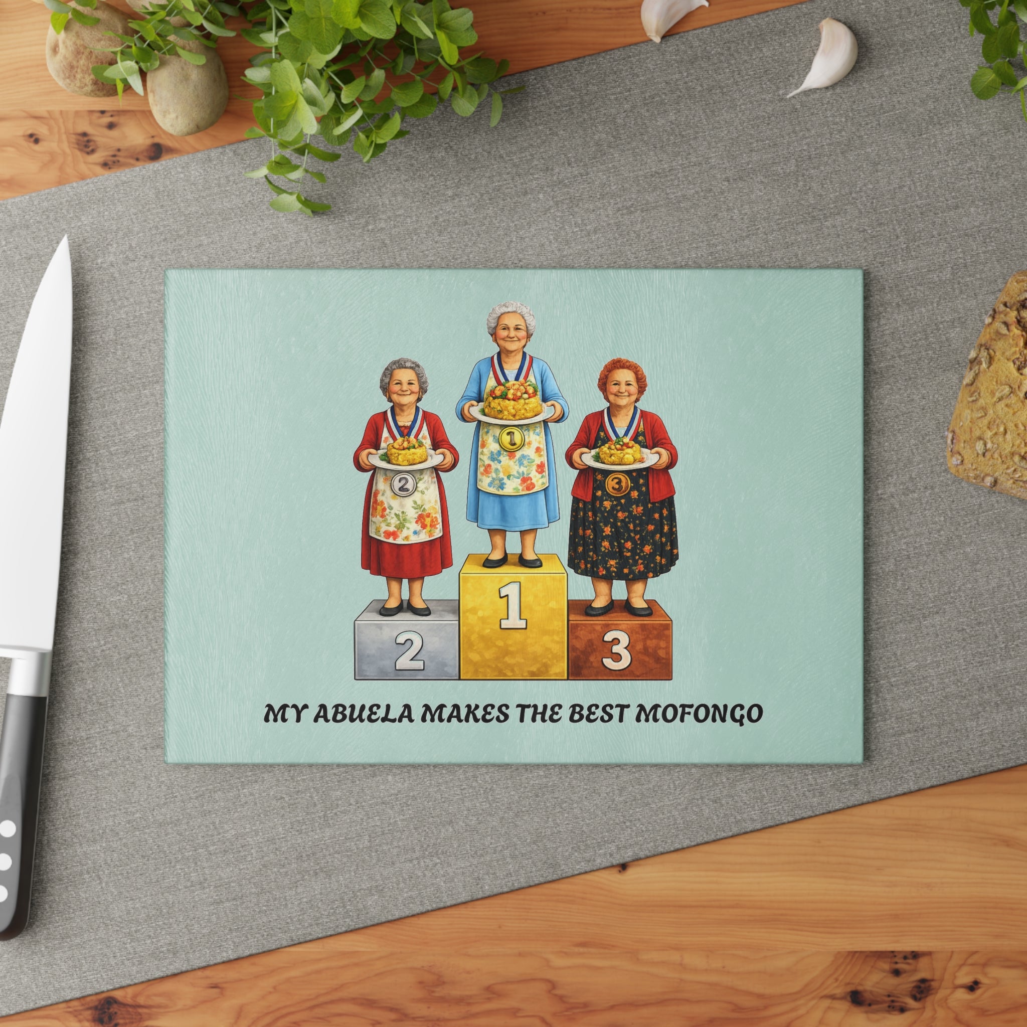 My Abuela Makes The Best Mofongo Glass Cutting Board | Abuela Mofongo Competition Kitchen Decor