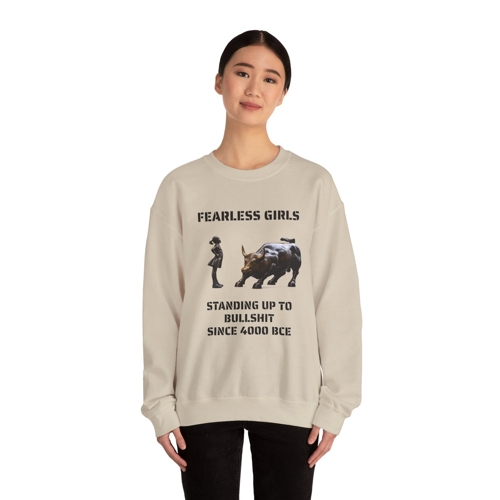 Fearless Girl Raging Bull Statue graphic Sweatshirt | NYC Empowerment, Feminist Design Sweater