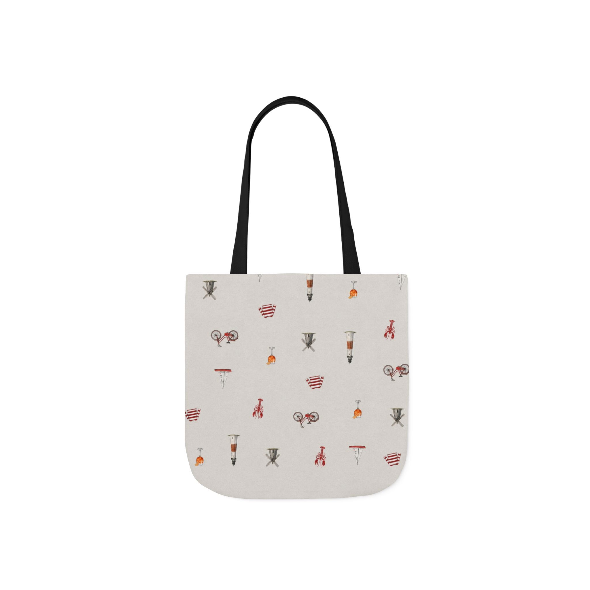 Icons of the Hamptons Heather Gray Canvas Tote — Lighthouse, Windmill, Lobster, Sailboat Icons
