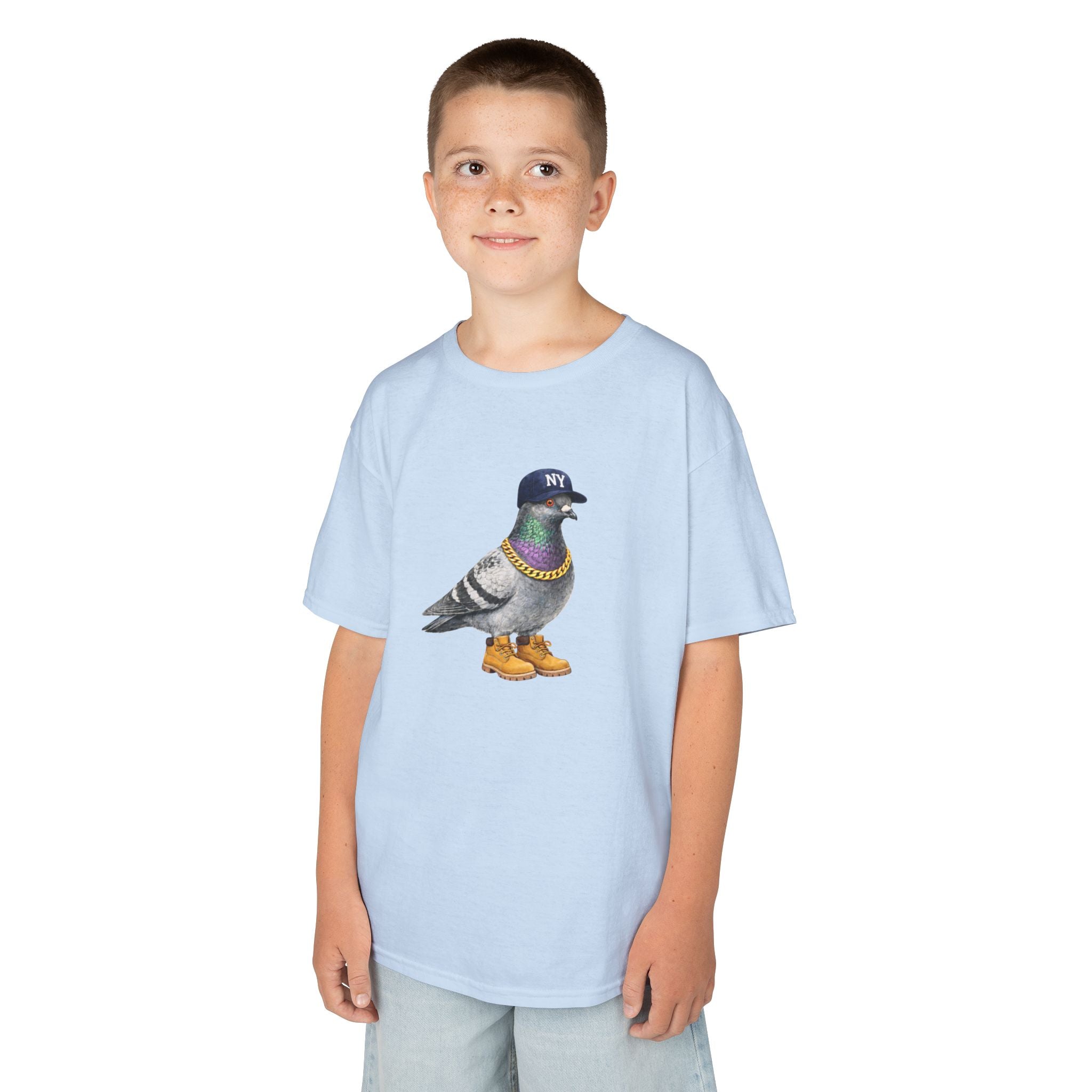 Customizable Bronx NYC Pigeon Kid Tee —  Cute Baseball Fan Bird T-Shirt for Children