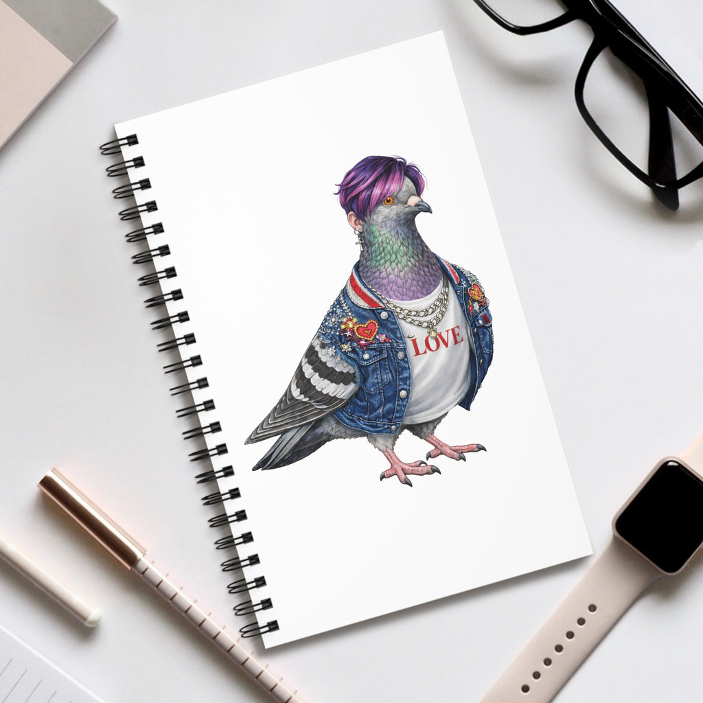 Cuaderno de espiral personalizable de paloma de Koreatown NYC | Cuaderno para amantes de las aves K-Pop