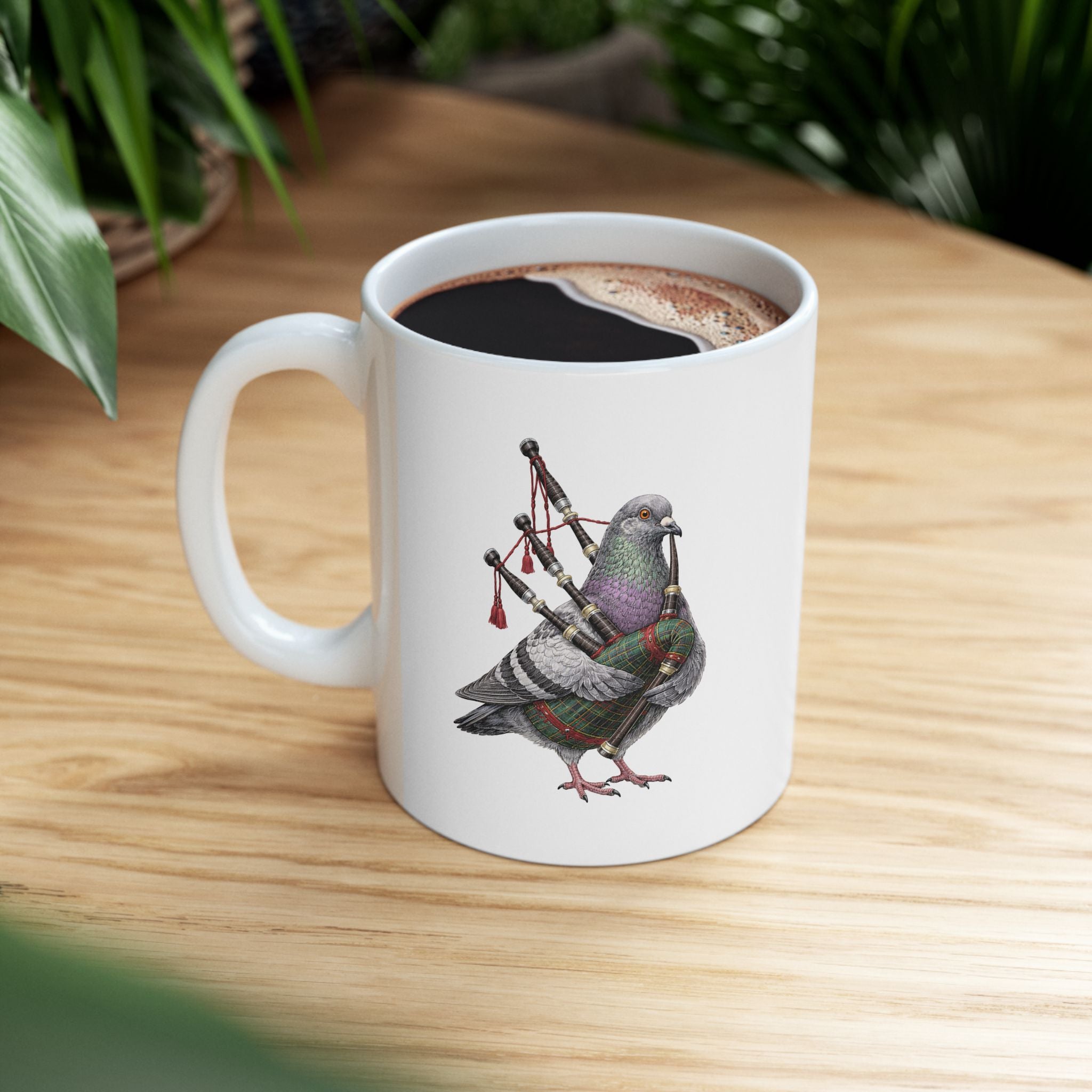 Customizable Woodlawn NYC Pigeon Mug | NYC Irish Bagpipes Bird Lovers Ceramic Coffee Cup