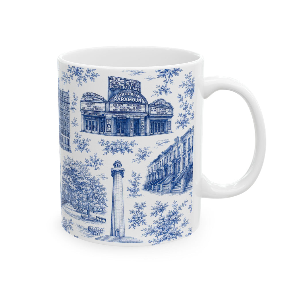 Fort Greene Blue Toile de Jouy Mug | NYC Chinoiserie Ceramic Coffee Cup