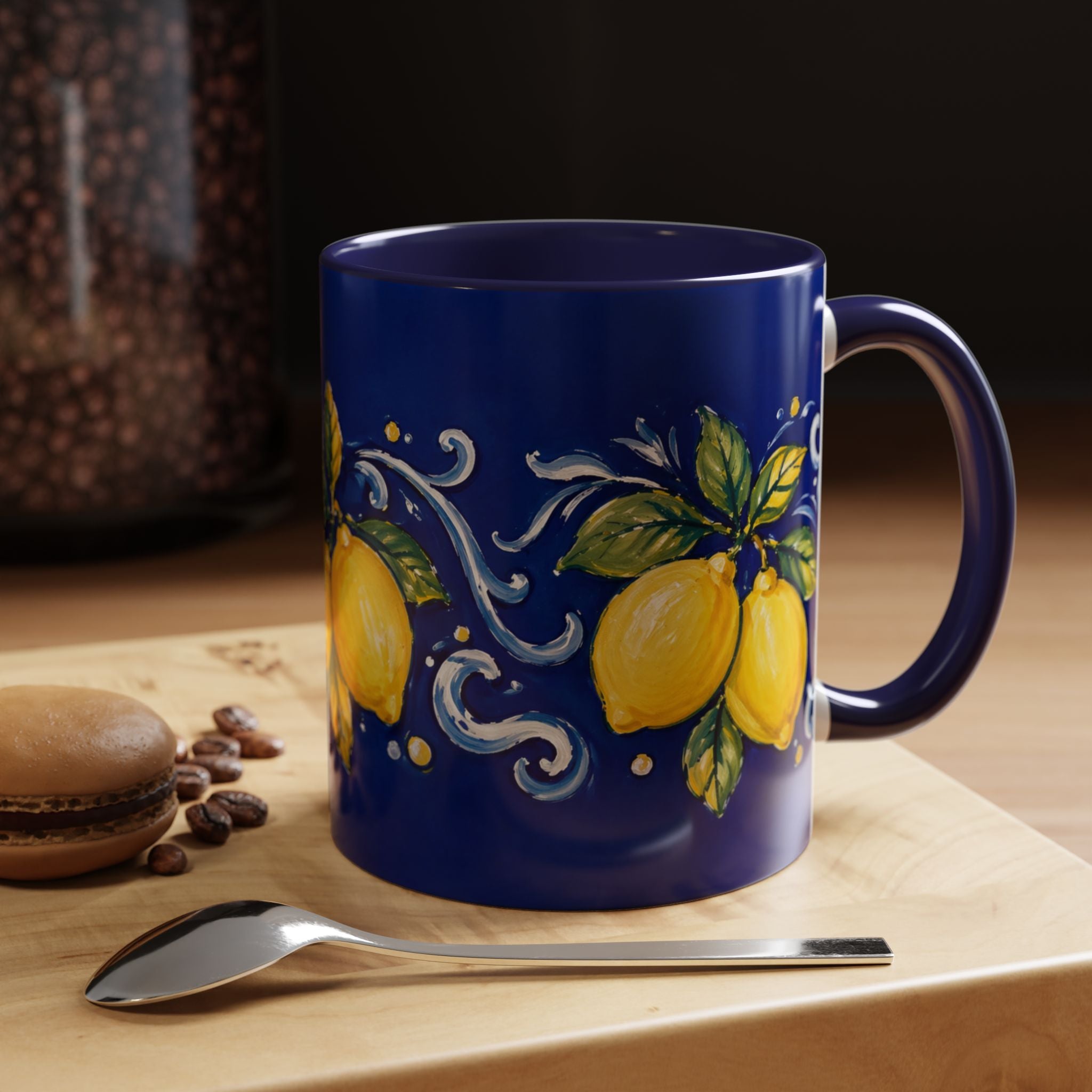 Little Italy Amalfi Blue with Lemon Mug — Blue Ceramic Kitchen Mug (11oz)