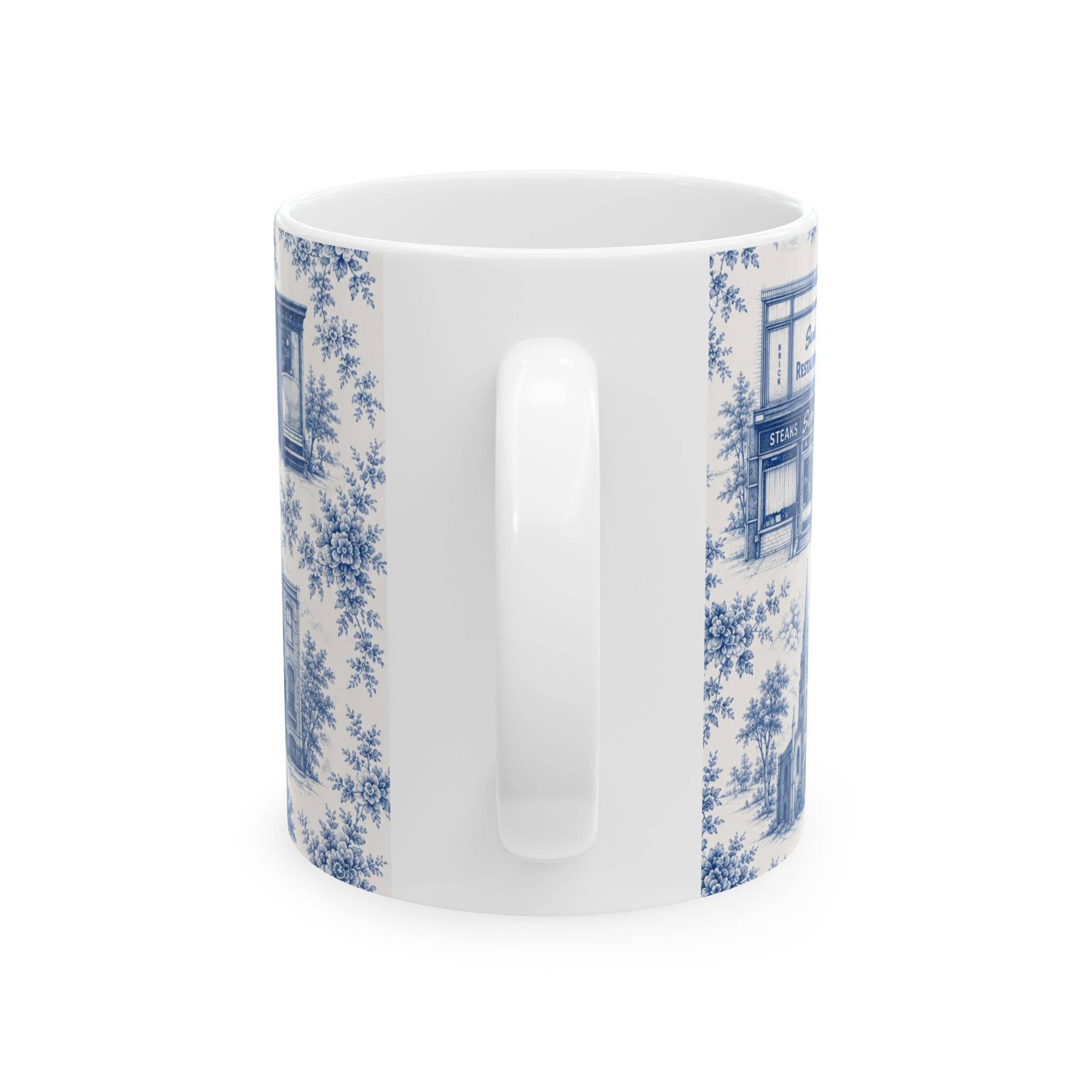 Cobble Hill Blue Toile de Jouy Mug | NYC Chinoiserie Ceramic Coffee Cup