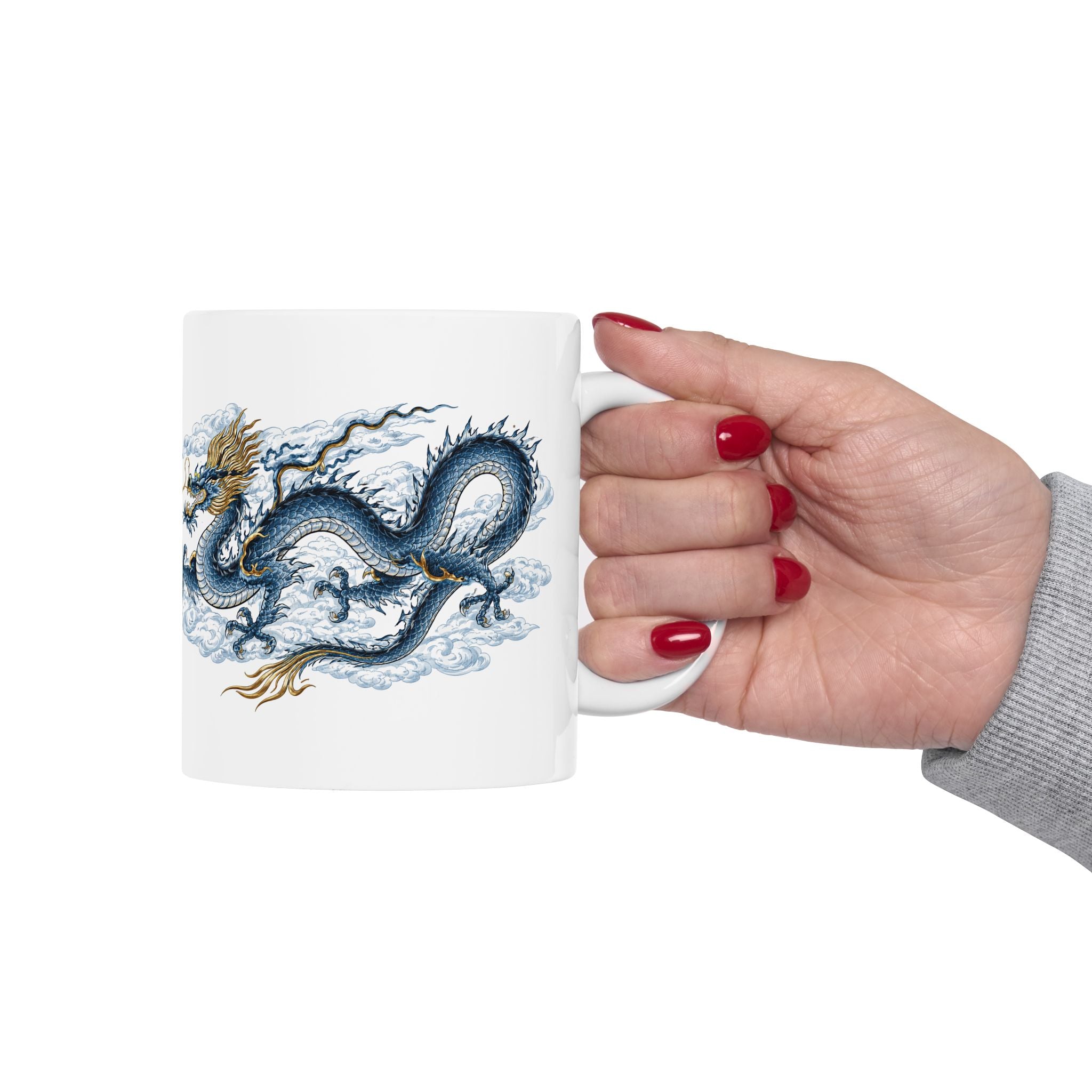 Chinatown NYC Dragon Ceramic Mug — Chinese Mythology Coffee Cup 11oz