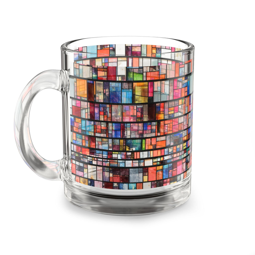 DUMBO Brooklyn Water Tower Stained Glass Mosaic Mug | Colorful Geometric Pattern Glass Mug, 10oz
