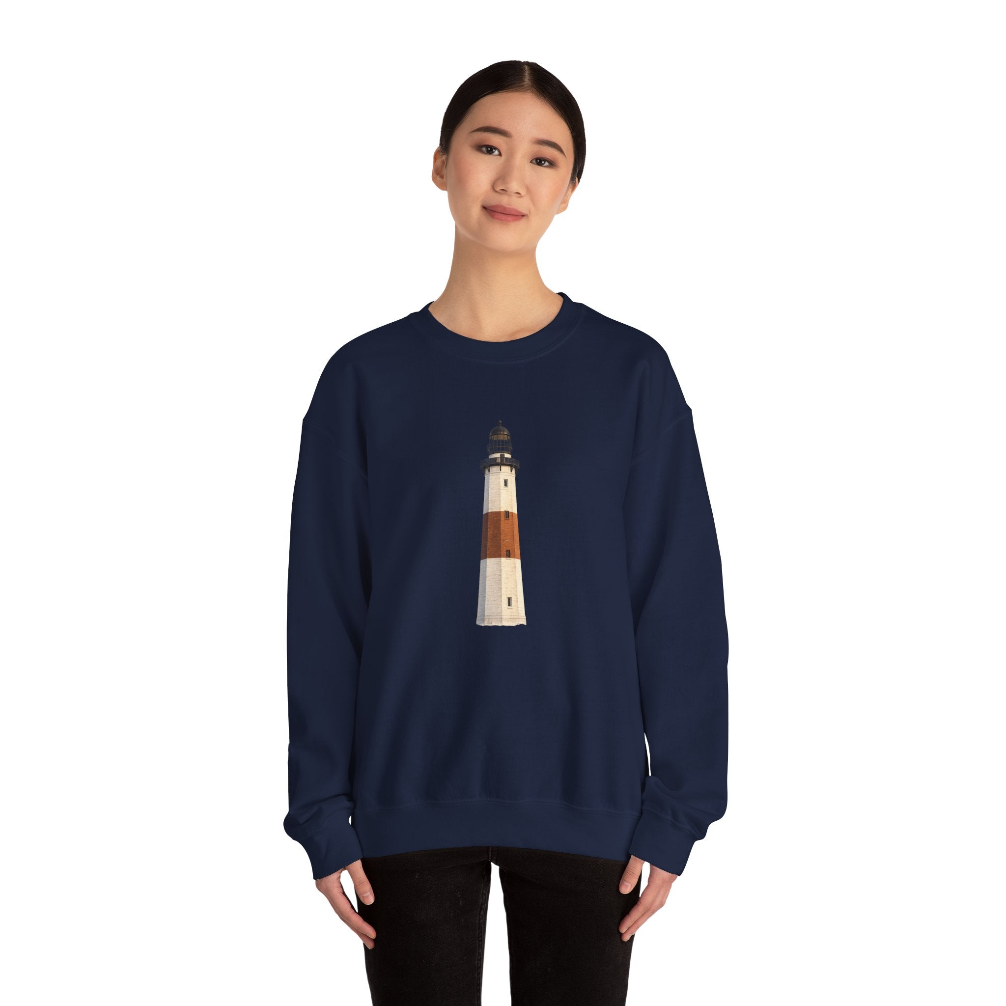 Montauk Lighthouse Minimalist Crewneck Sweatshirt — Montauk Coastal Nautical Graphic Sweater