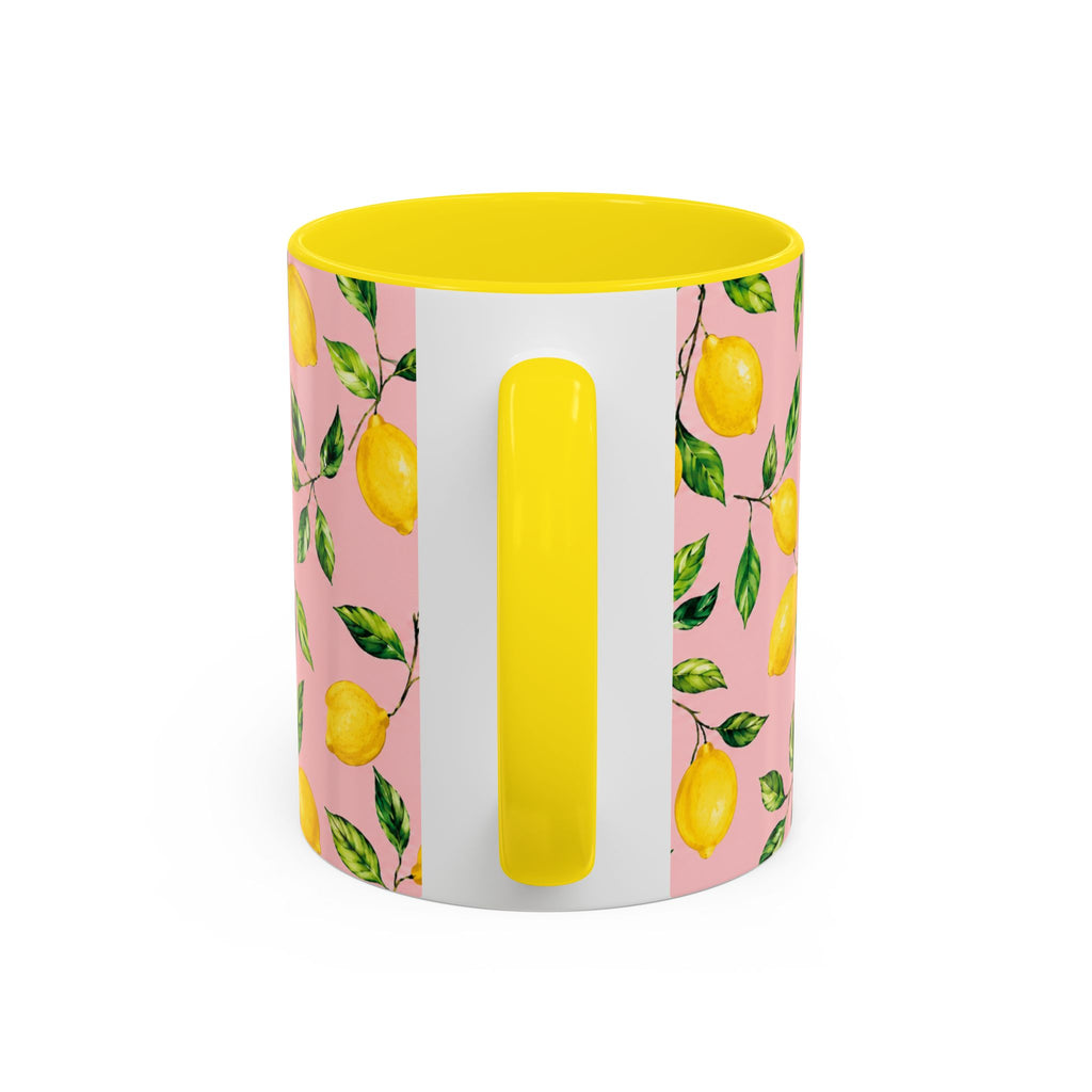 Little Italy Amalfi Pink Lemon Accent Mug — La Dolce Vita Ceramic Kitchen Mug (11oz)