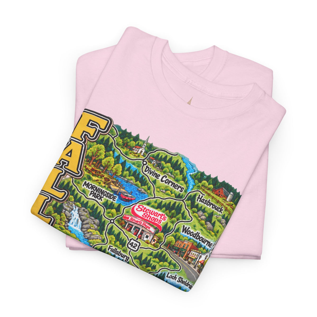 Fallsburg, NY Map T-Shirt  Catskills Upstate New York Tee