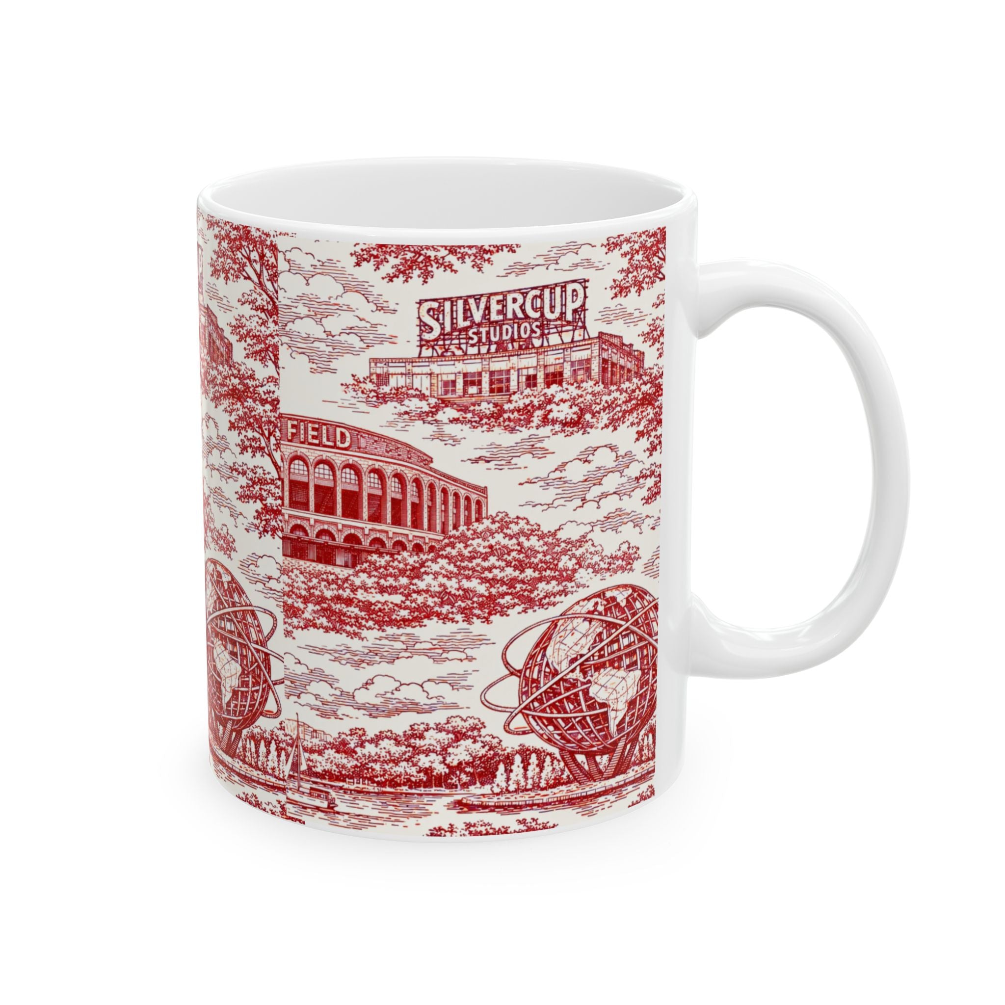 Queens Red and White Toile de Jouy Mug | Chinoiserie Ceramic Coffee Cup
