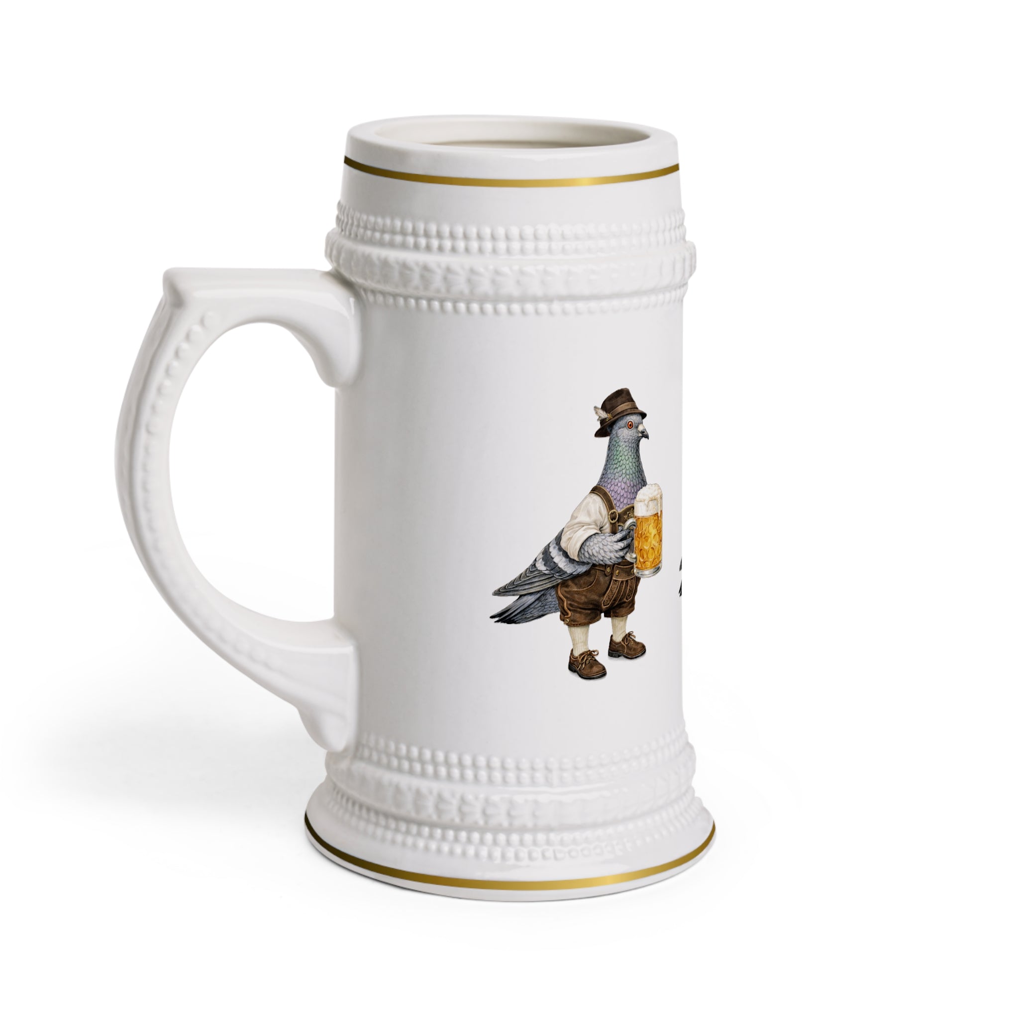 Customizable Yorkville NYC Pigeon Beer Stein | Oktoberfest Bavarian Lederhosen Beergarden Mug