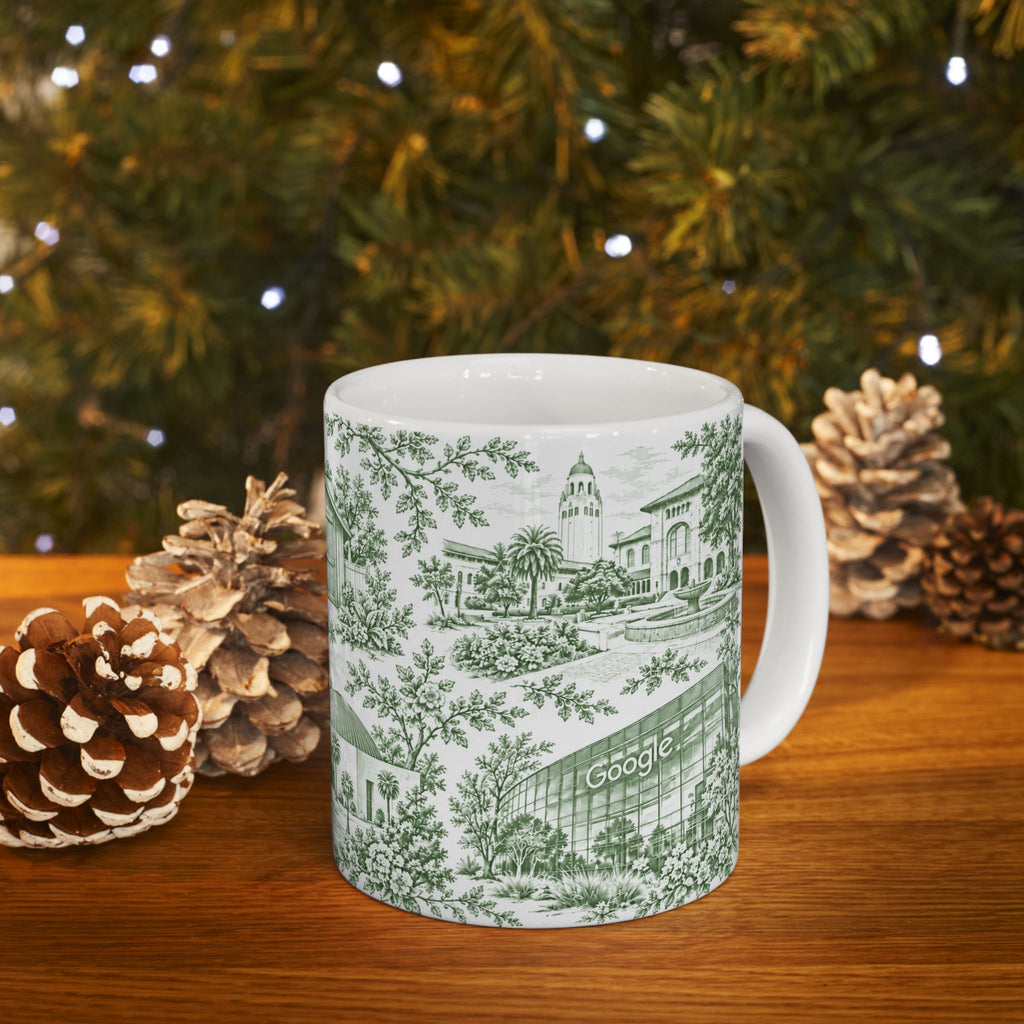 Silicon Valley Green Toile de Jouy 11oz Ceramic Mug