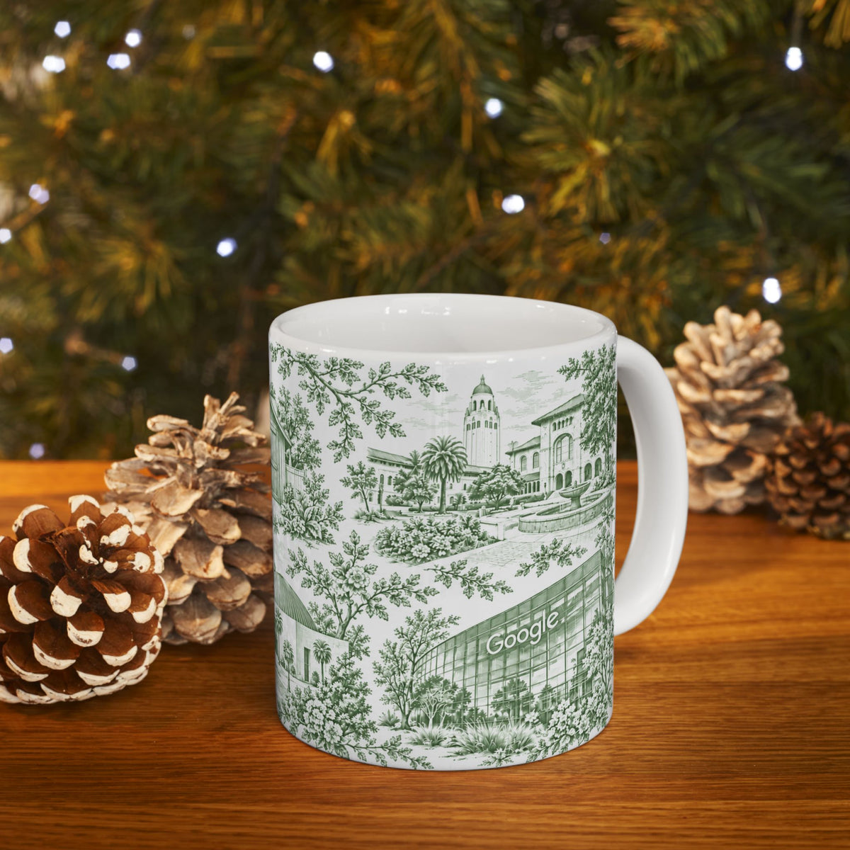 Silicon Valley Green Toile de Jouy 11oz Ceramic Mug