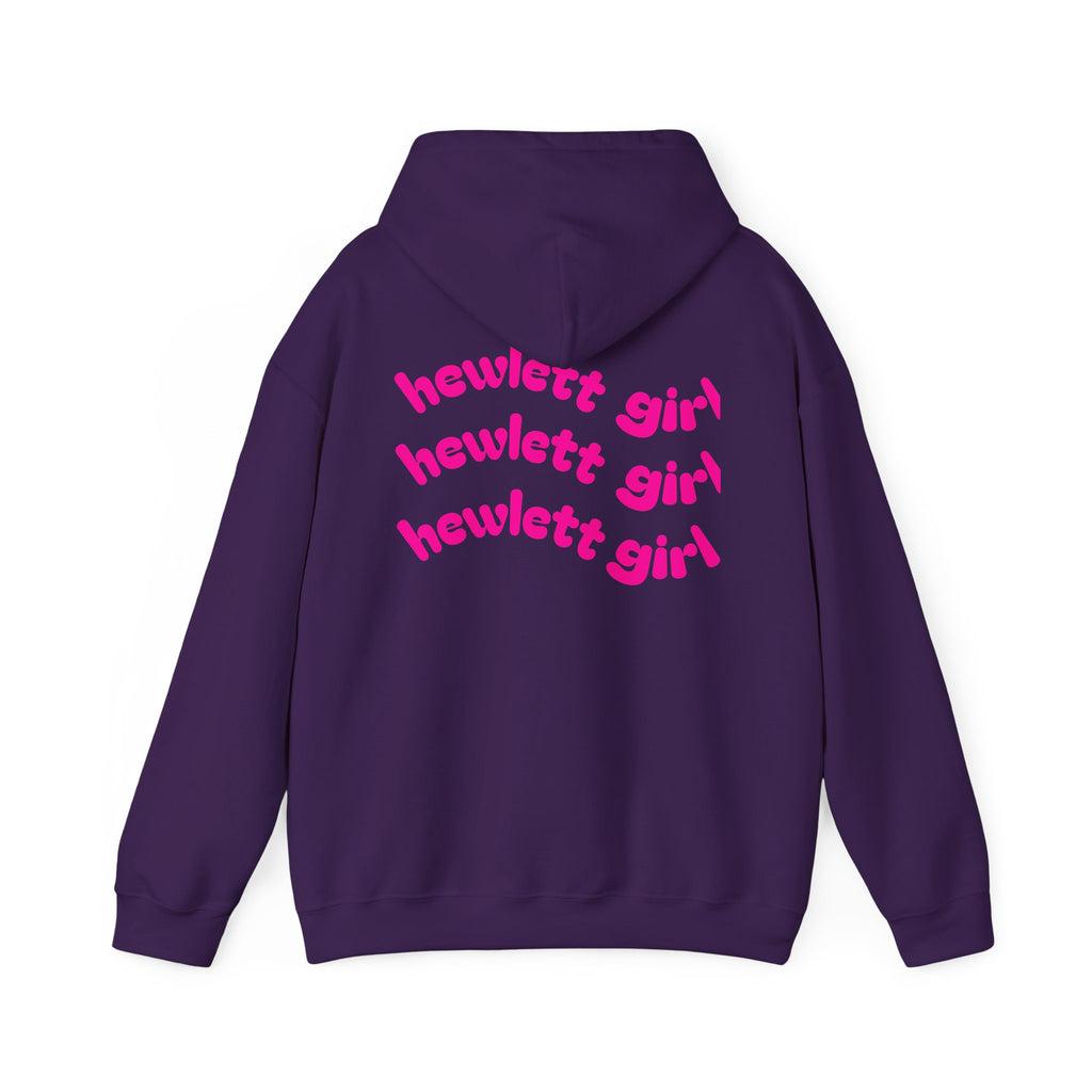 Hewlett Girl Hoodie – Retro Pink Wave Back Print Hooded Sweatshirt