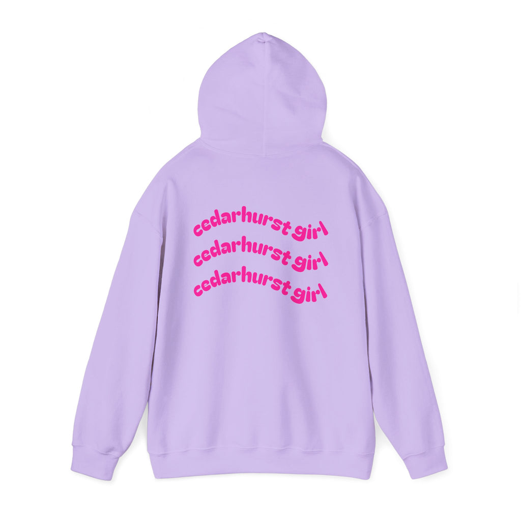 Cedarhurst Girl Hoodie – Retro Pink Wave Back Print Hooded Sweatshirt