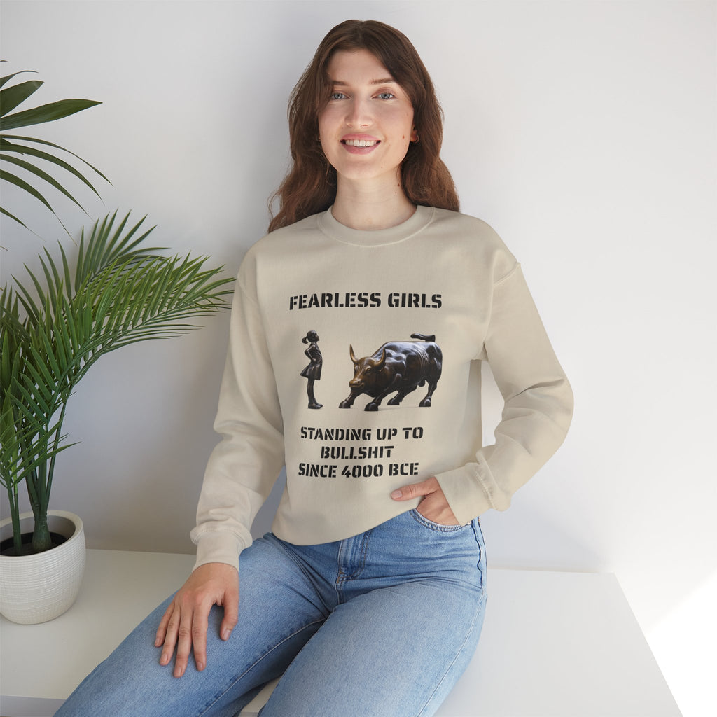 Fearless Girl Raging Bull Statue graphic Sweatshirt | NYC Empowerment, Feminist Design Sweater
