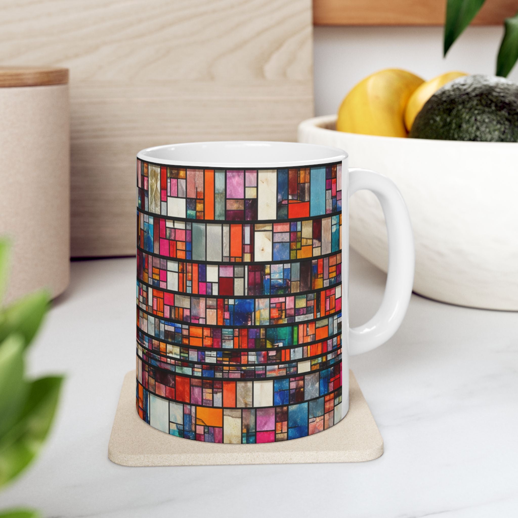 DUMBO Brooklyn Mosaic Water Tower Mug | Colorful Geometric Ceramic Mug 11oz
