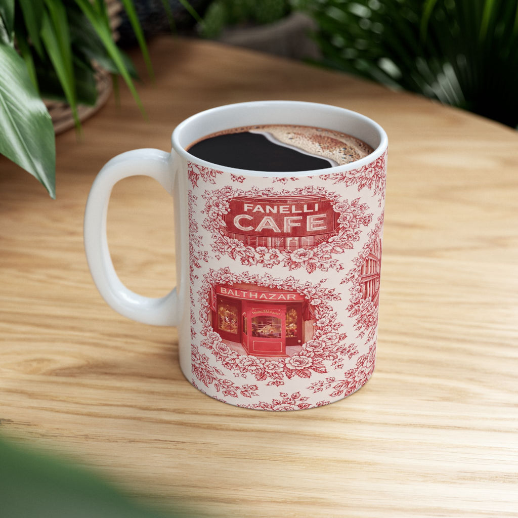 SoHo Red Toile de Jouy Mug | NYC Chinoiserie Ceramic Coffee Cup