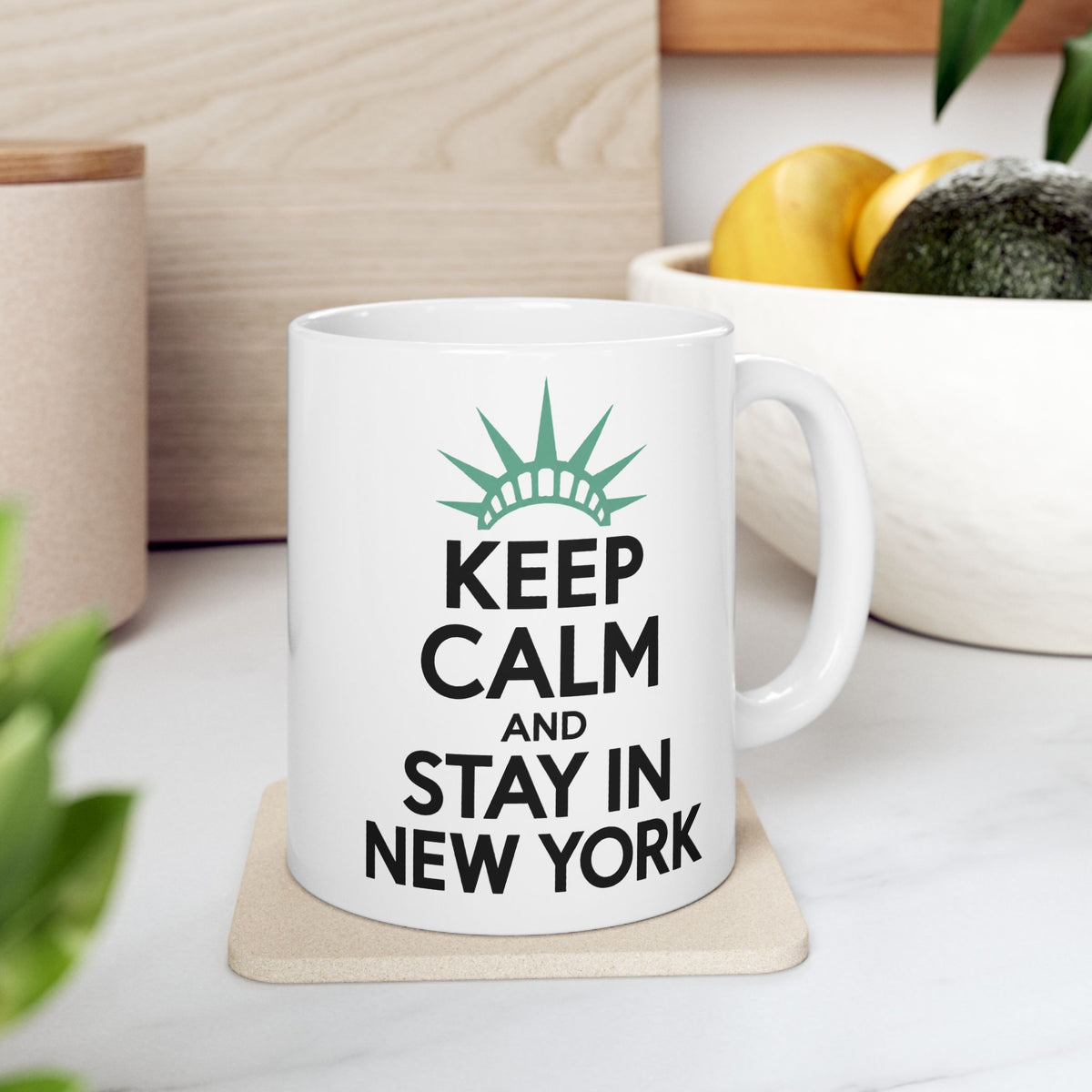 'Keep Calm and Stay in New York' Ceramic Coffee Cup, 11oz