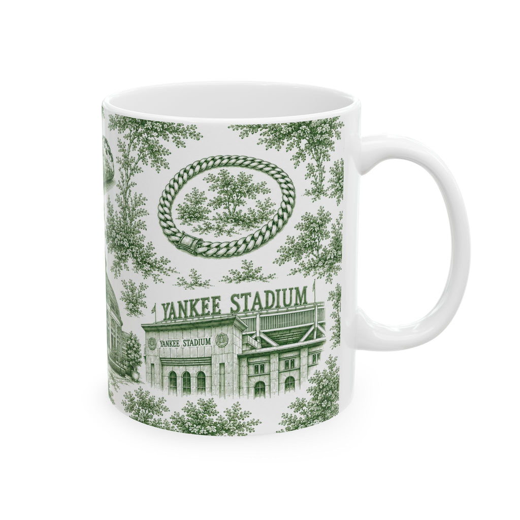 Bronx Green Toile de Jouy Mug | NYC Chinoiserie Ceramic Coffee Cup