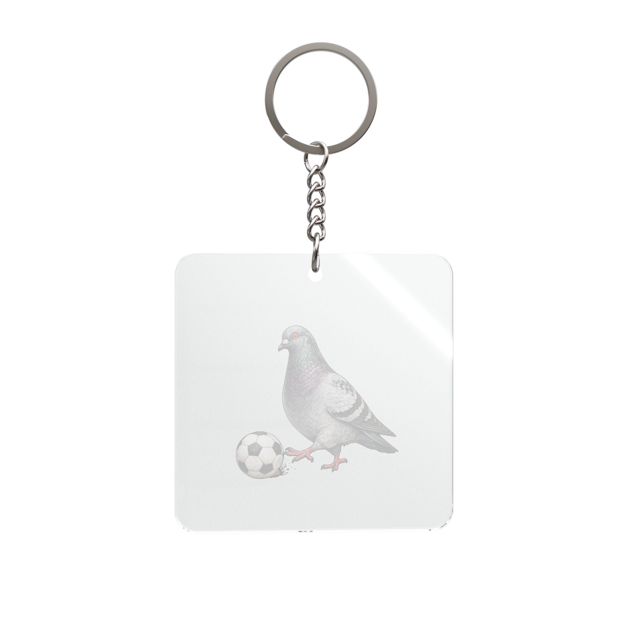Customizable Corona NYC Pigeon Square Keychain | Queens Soccer Futbol Bird Lovers Keyring Gift