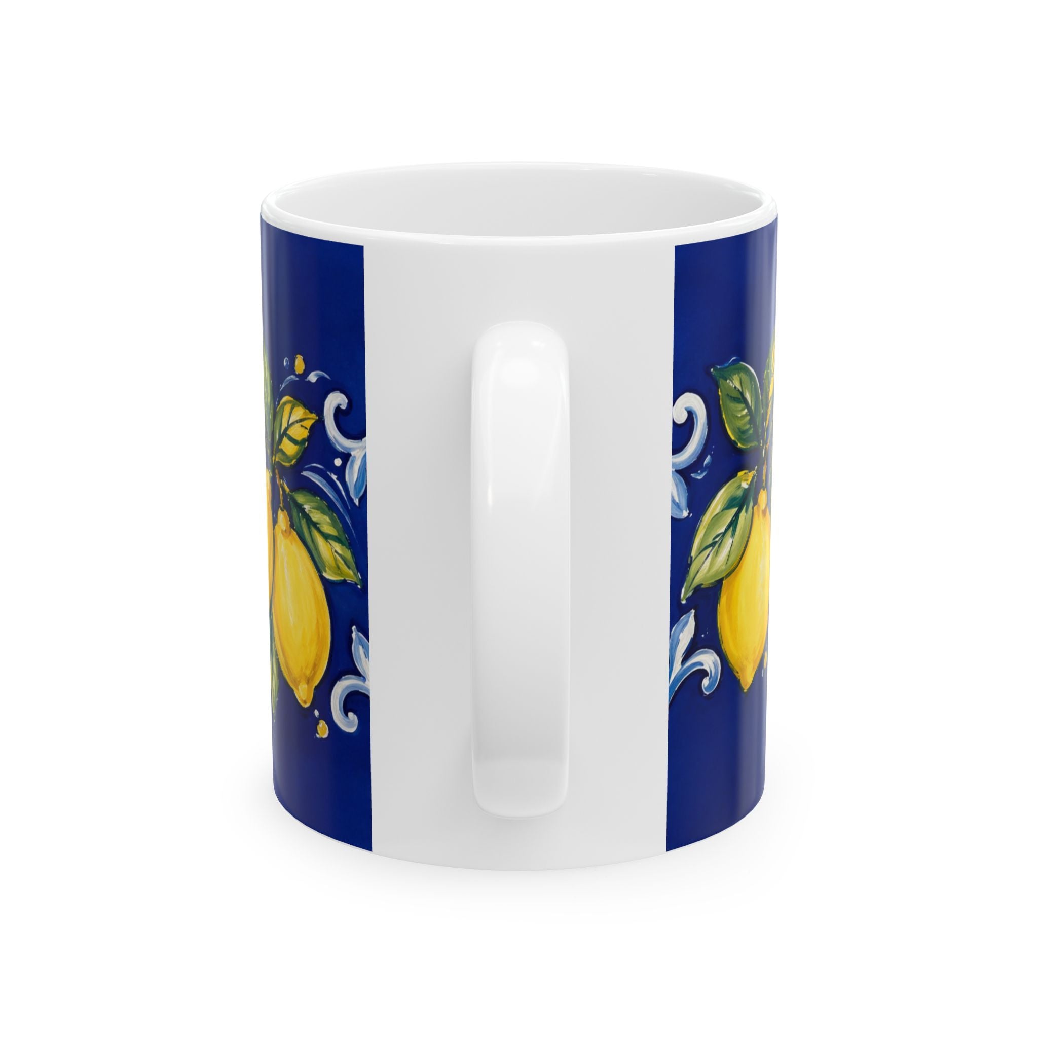 Little Italy Amalfi Blue with Lemon Mug — Italian Mediterranean Pattern Coffee Cup (11oz)