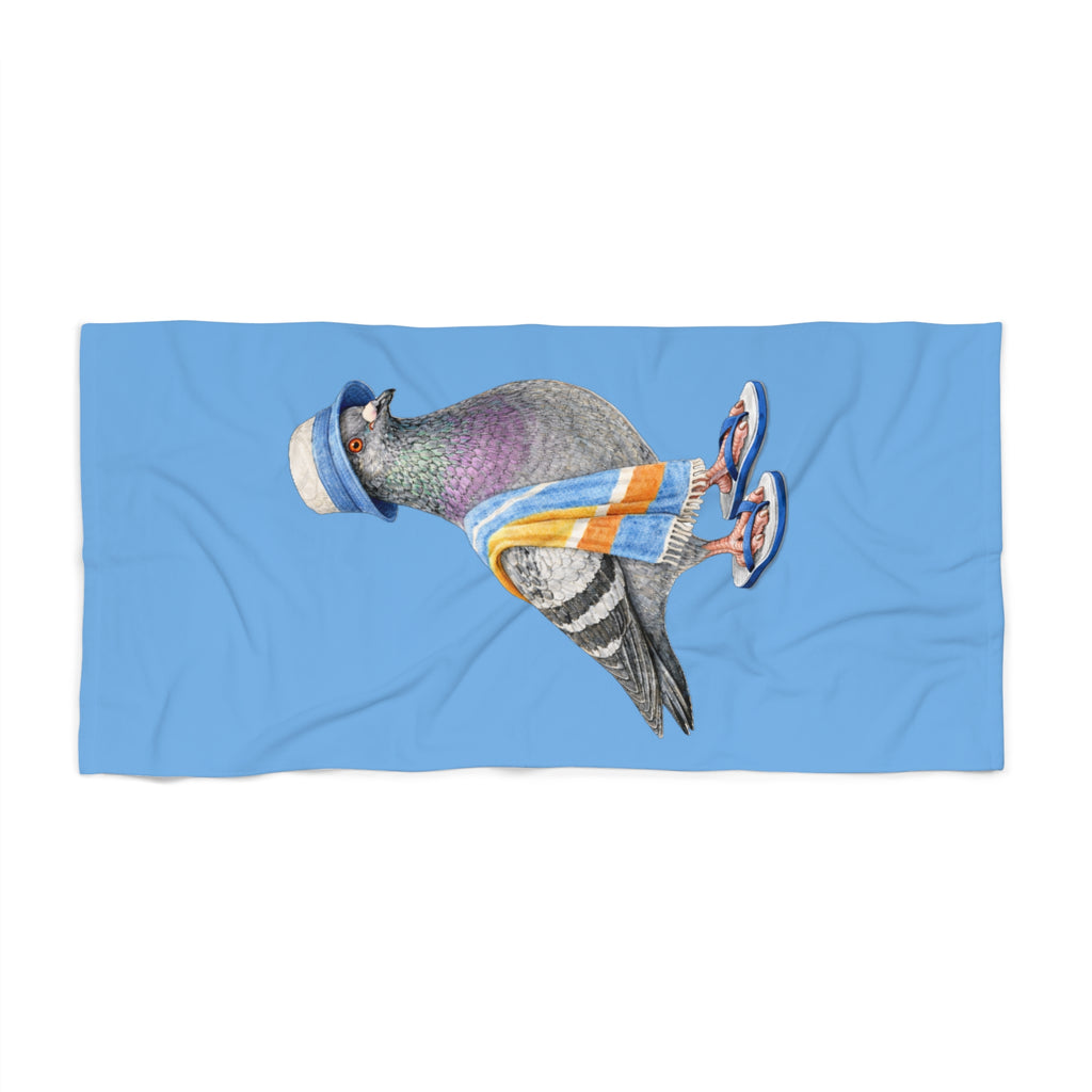 Coney Island NYC Pigeon Beach Towel | Summer Seaside Beach Bum Bird Lover Design