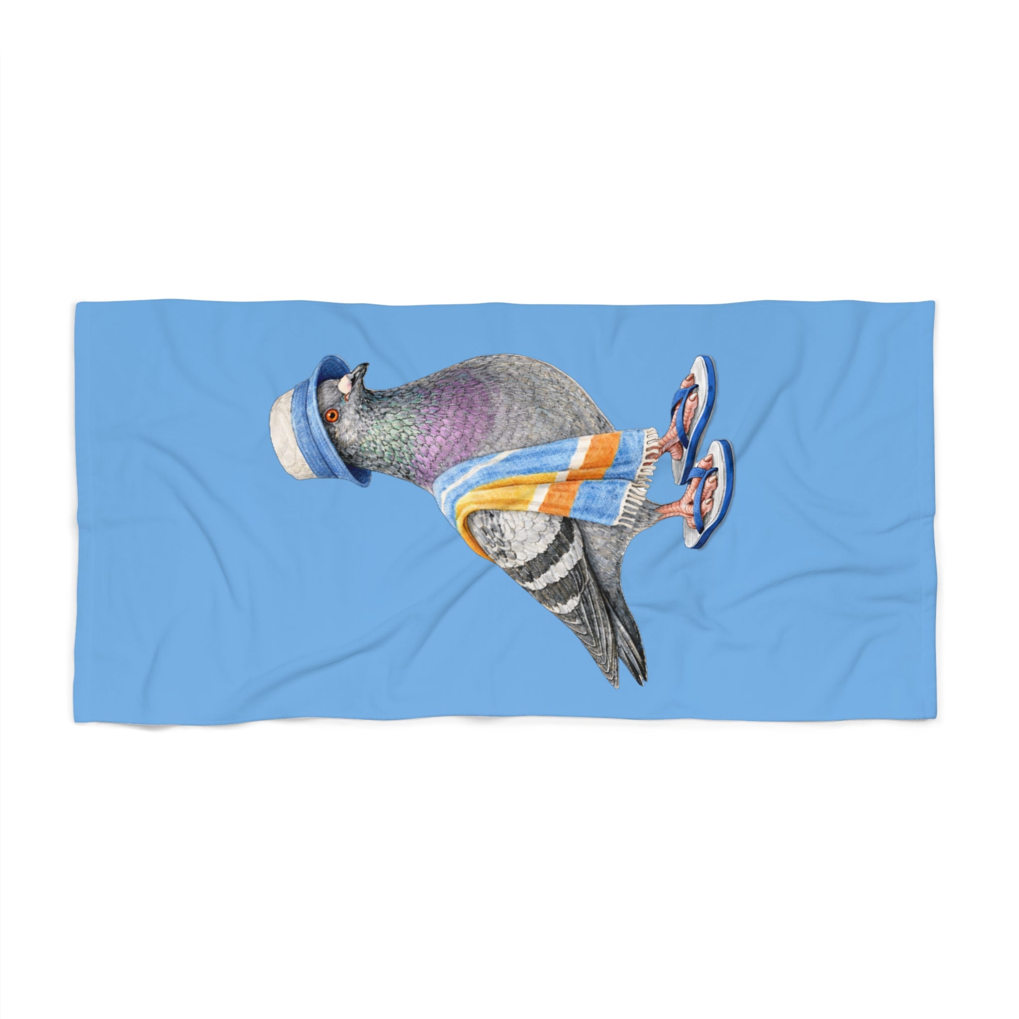 Coney Island NYC Pigeon Beach Towel | Summer Seaside Beach Bum Bird Lover Design