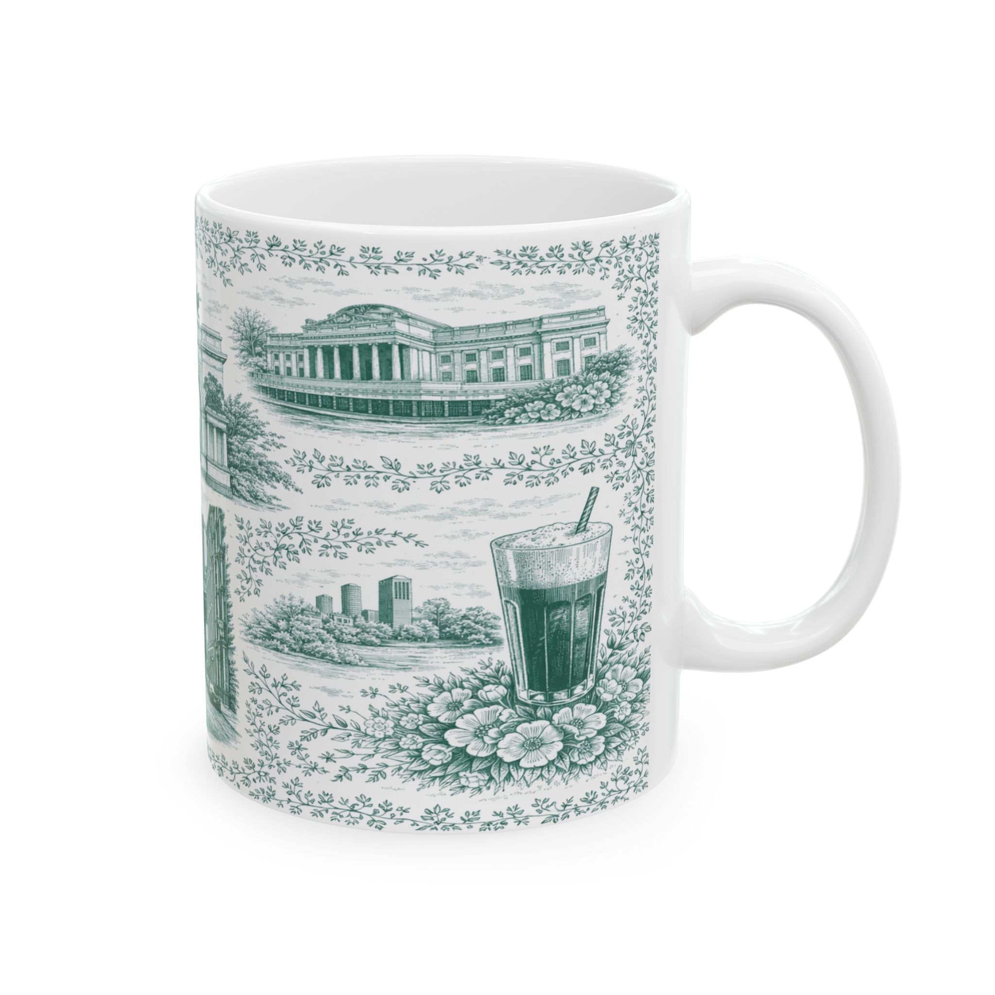 Brooklyn Green Toile de Jouy Mug | NYC Chinoiserie Ceramic Mug