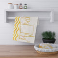 NYC Manhattan Skyline Gold Chevron Tea Towel — Minimal Gold & White New York City Skyline Kitchen Linen