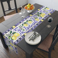Chemin de table Little Italy Amalfi bleu et blanc avec citrons – Décor de table méditerranéen bleu et jaune