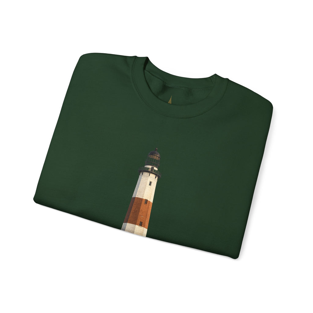 Montauk Lighthouse Minimalist Crewneck Sweatshirt — Montauk Coastal Nautical Graphic Sweater