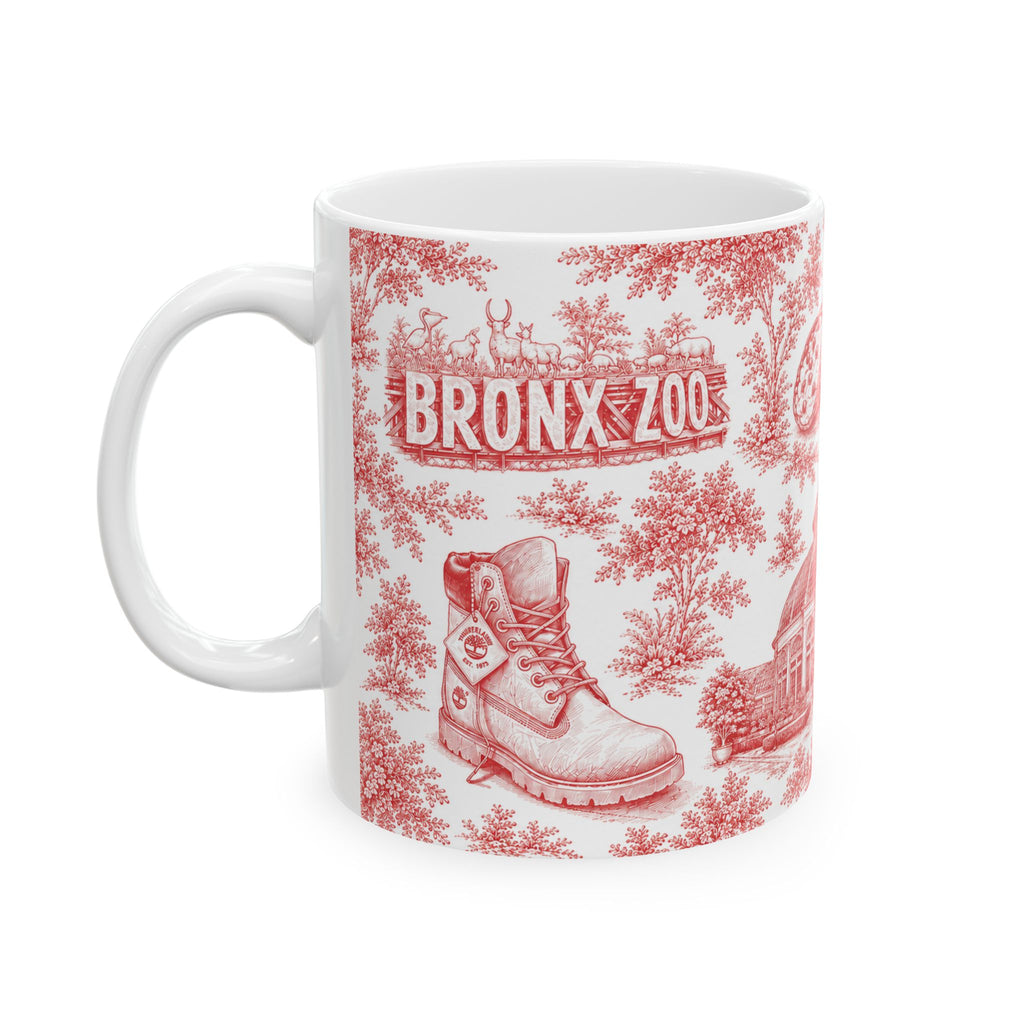 Bronx Red Toile de Jouy Mug | NYC Chinoiserie Ceramic Coffee Cup
