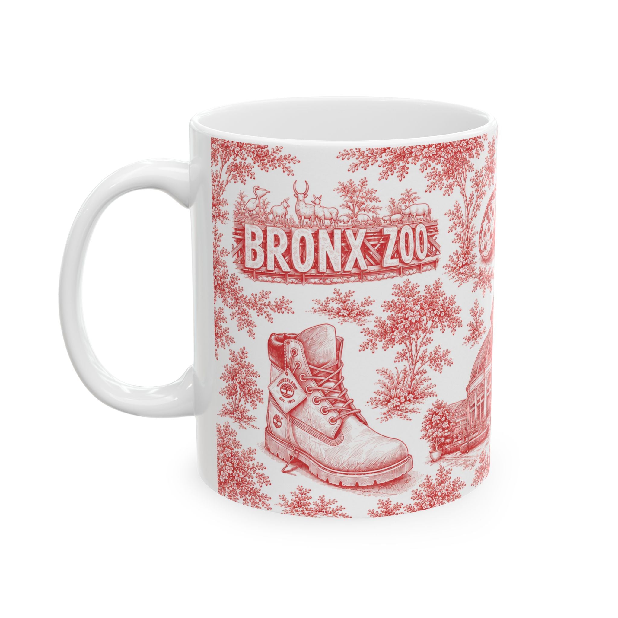 Bronx Red Toile de Jouy Mug | NYC Chinoiserie Ceramic Coffee Cup