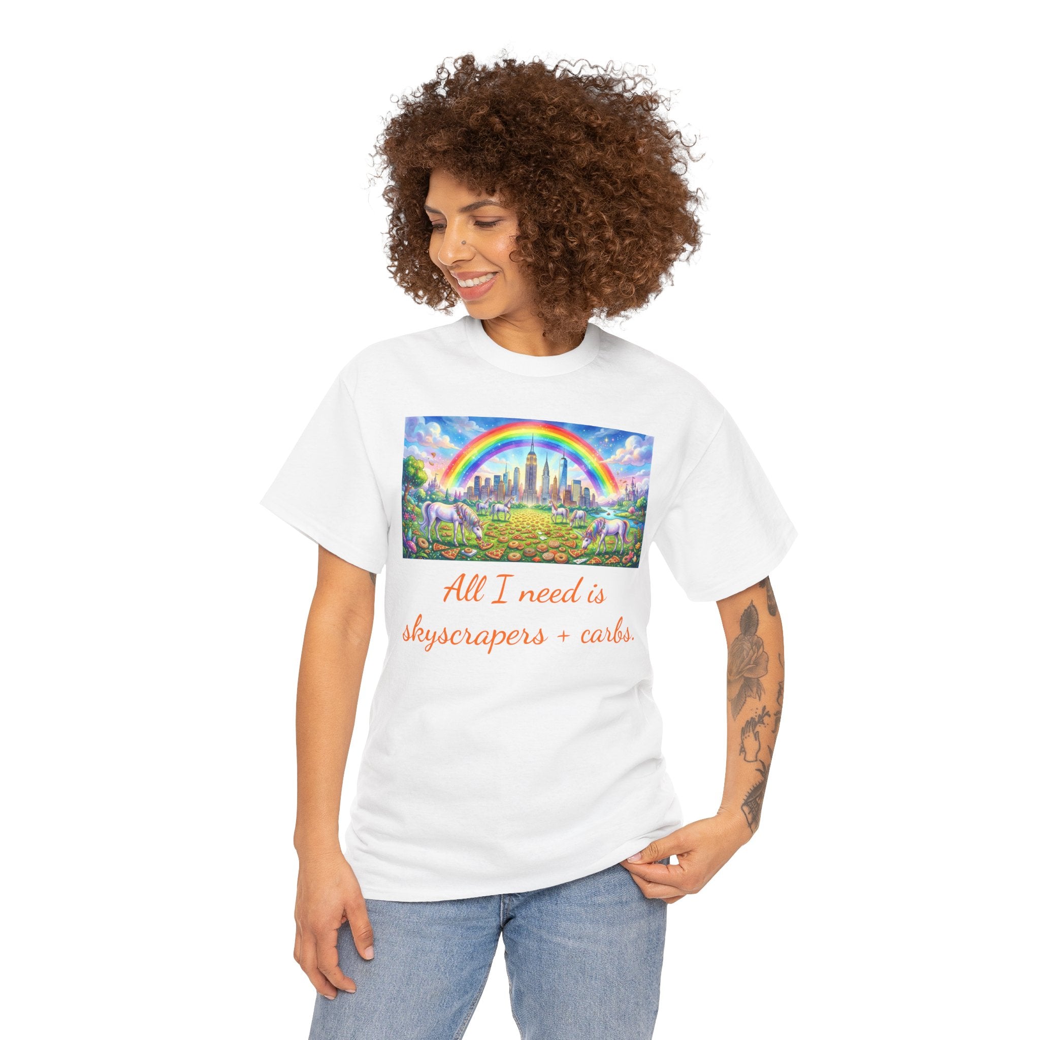 NYC Skyscrapers and Carbs T-Shirt | New York Is a Fairy Tale City Tee