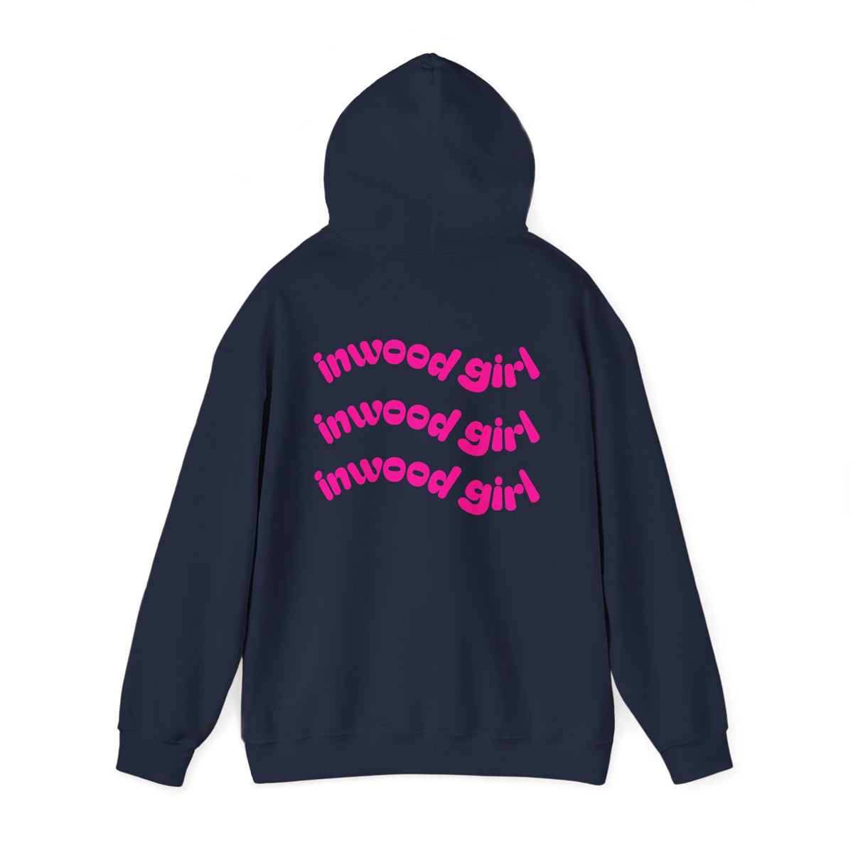 Inwood Girl Hoodie – Retro Pink Wave Back Print Hooded Sweatshirt