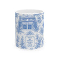 Greenwich Village Blue Toile de Jouy Mug | NYC Chinoiserie Ceramic Coffee Cup