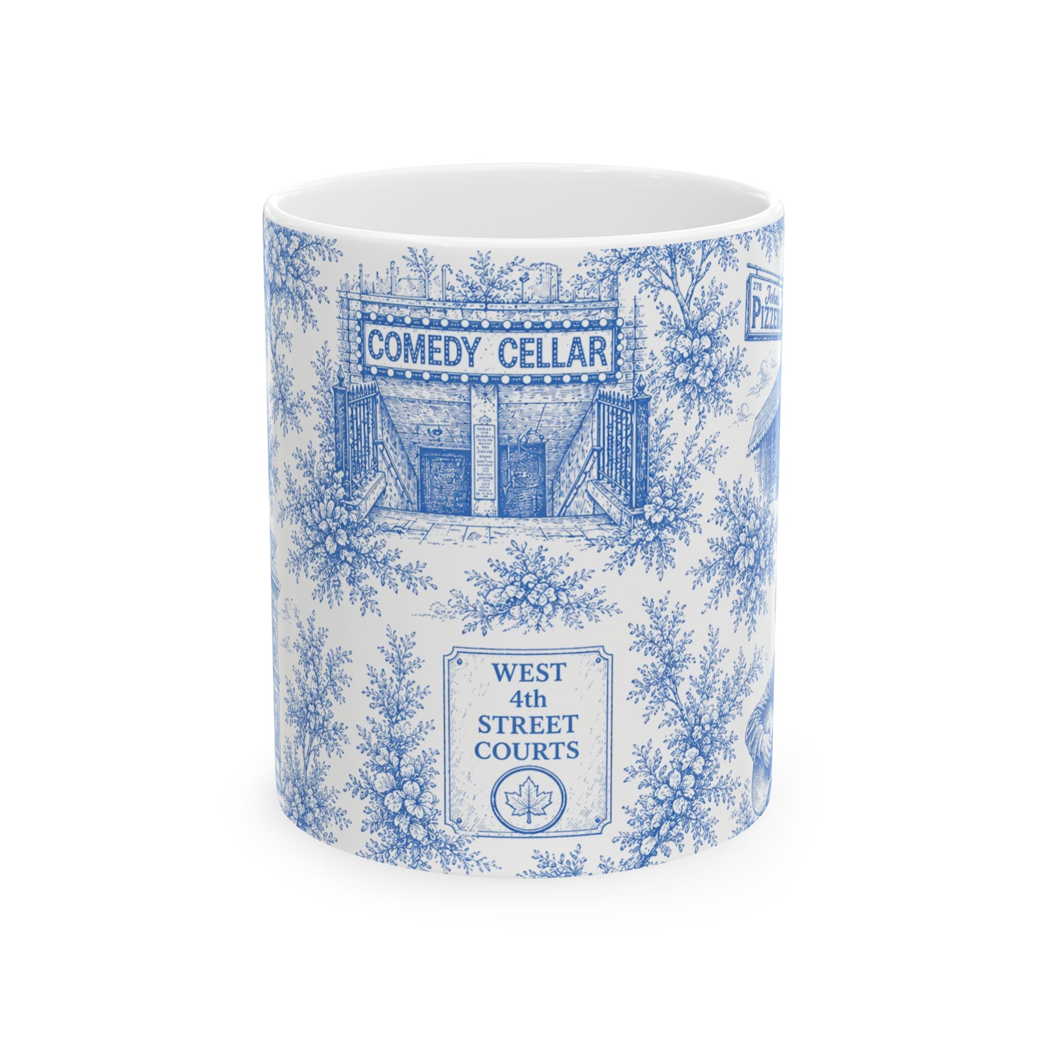 Greenwich Village Blue Toile de Jouy Mug | NYC Chinoiserie Ceramic Coffee Cup