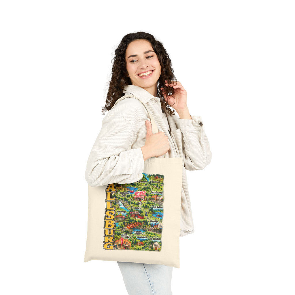 Fallsburg Map, Catskills Upstate New York Cotton Canvas Tote Bag